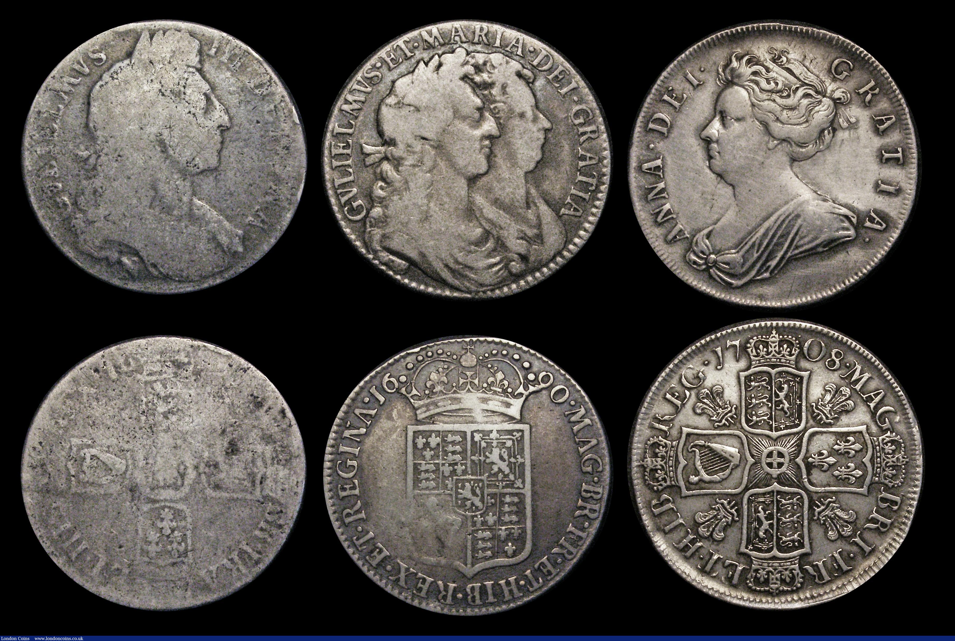 London Coins : A187 : Lot 2742 : Halfcrowns (7) 1663 ESC 457, Bull 438 Fair, 1677 ESC 479, Bull 475 VG corroded, 1679 ESC 481, Bull 4...