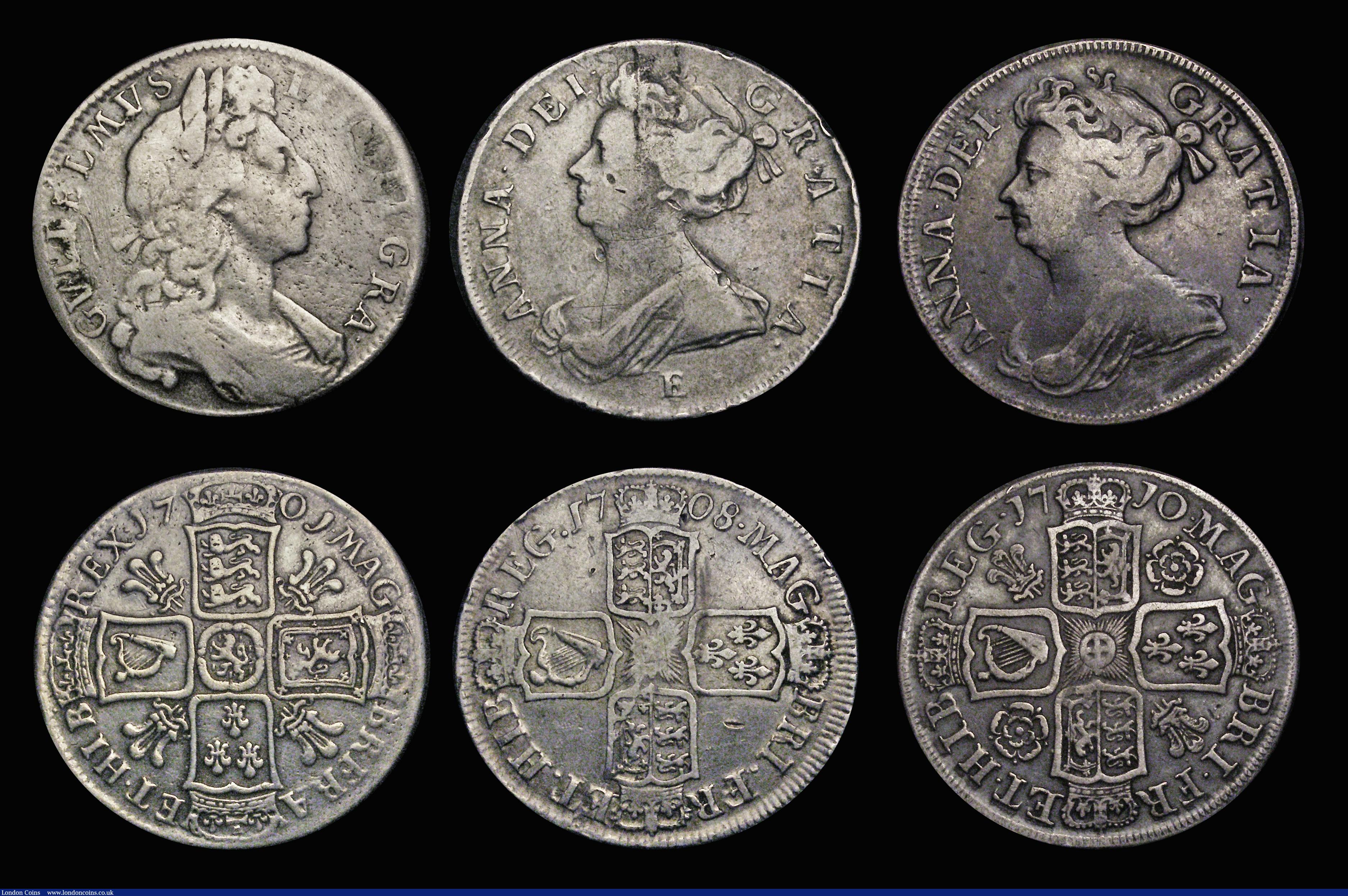 London Coins : A187 : Lot 2744 : Halfcrowns (7) 1670 VG, the reverse slightly better, 1671 VG, 1687 Second Bust VG Rare, rated R2 by ...