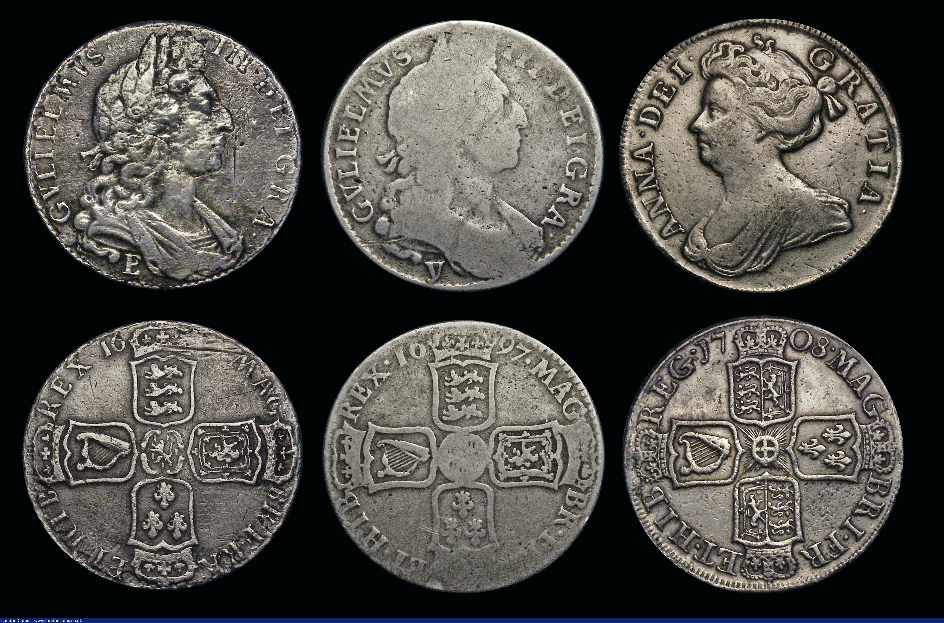 London Coins : A187 : Lot 2745 : Halfcrowns (7) 1673 VG slightly misty around the date area, 1678 Poor/Fair, the date clear, with EL ...