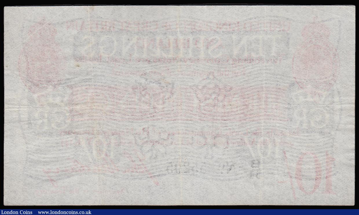 London Coins : A188 : Lot 11 : Ten Shillings Bradbury T12.1 issued 1915, series B/51 55295, portrait King George V at top left, (Pi...