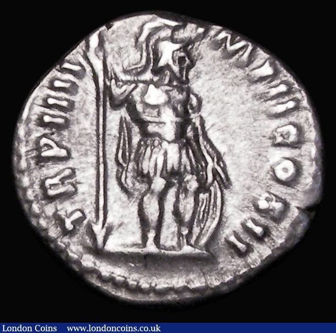 London Coins : A188 : Lot 1115 : Roman Denarius Lucius Verus (161AD) Obverse: Bare head right, VERVS AVG ARMENIACVS, Reverse: Mars st...