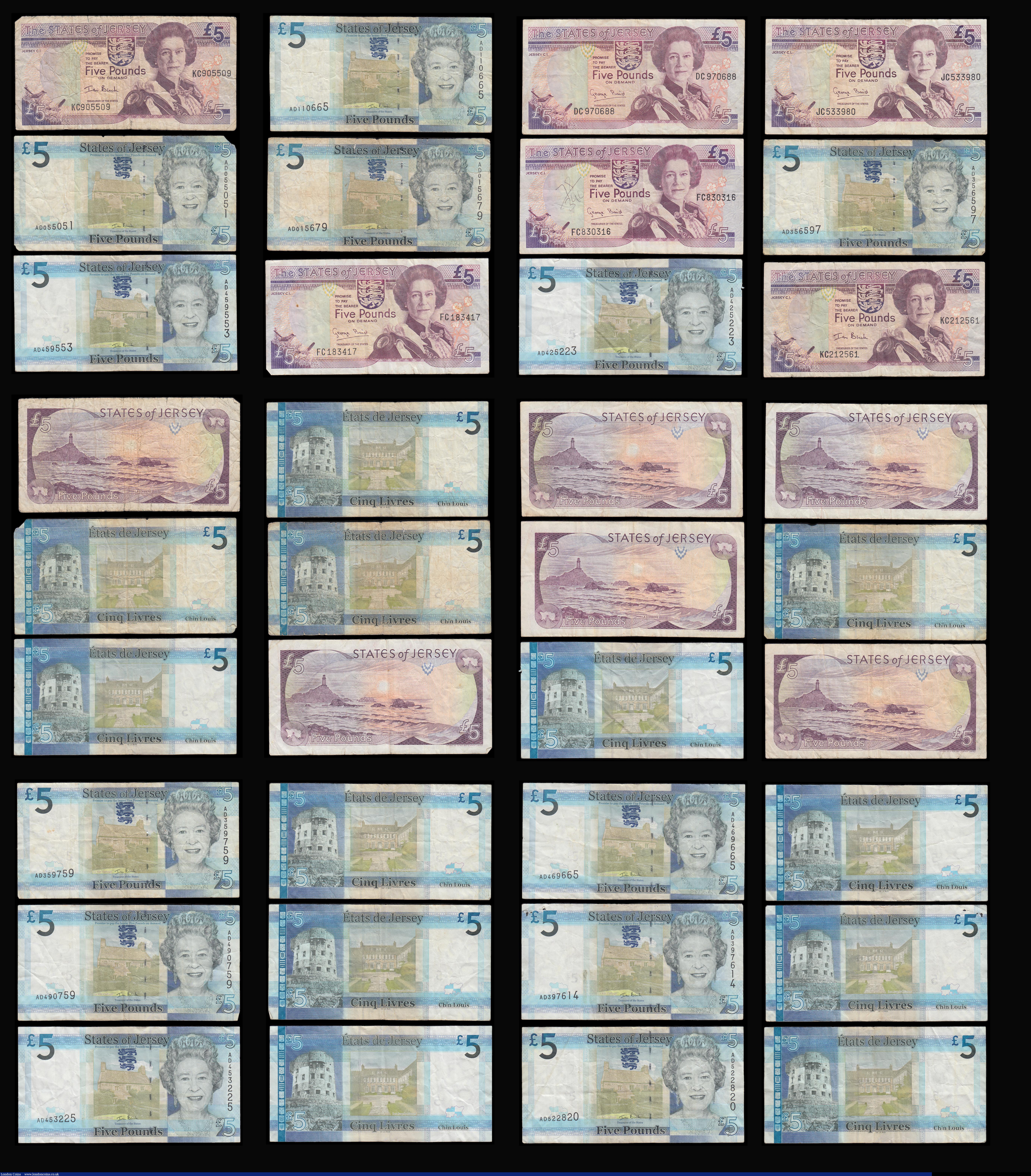 London Coins : A188 : Lot 120 : A collection in an album QE II from circulation Isle of Man (8) £9.50 face, Jersey (23) £...