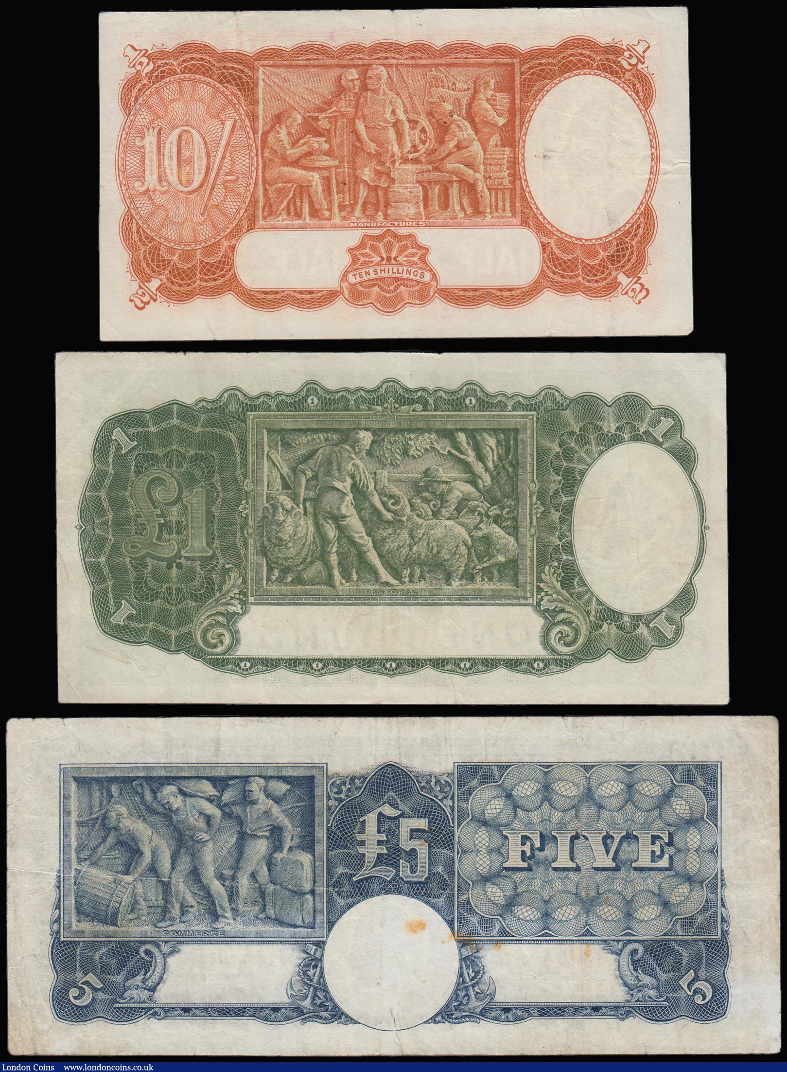 London Coins : A188 : Lot 138 : Australia George VI facing portrait signed Armitage and Mc Farlane (1942) (3) 5 Pounds S/N R/63 3129...