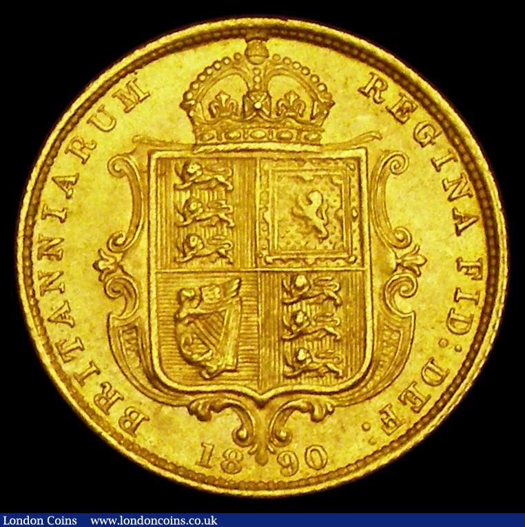 London Coins : A188 : Lot 1397 : Half Sovereign 1890 No J.E.B. High shield, Marsh 479, S.3869C, DISH L509, GEF, originally sold in Lo...