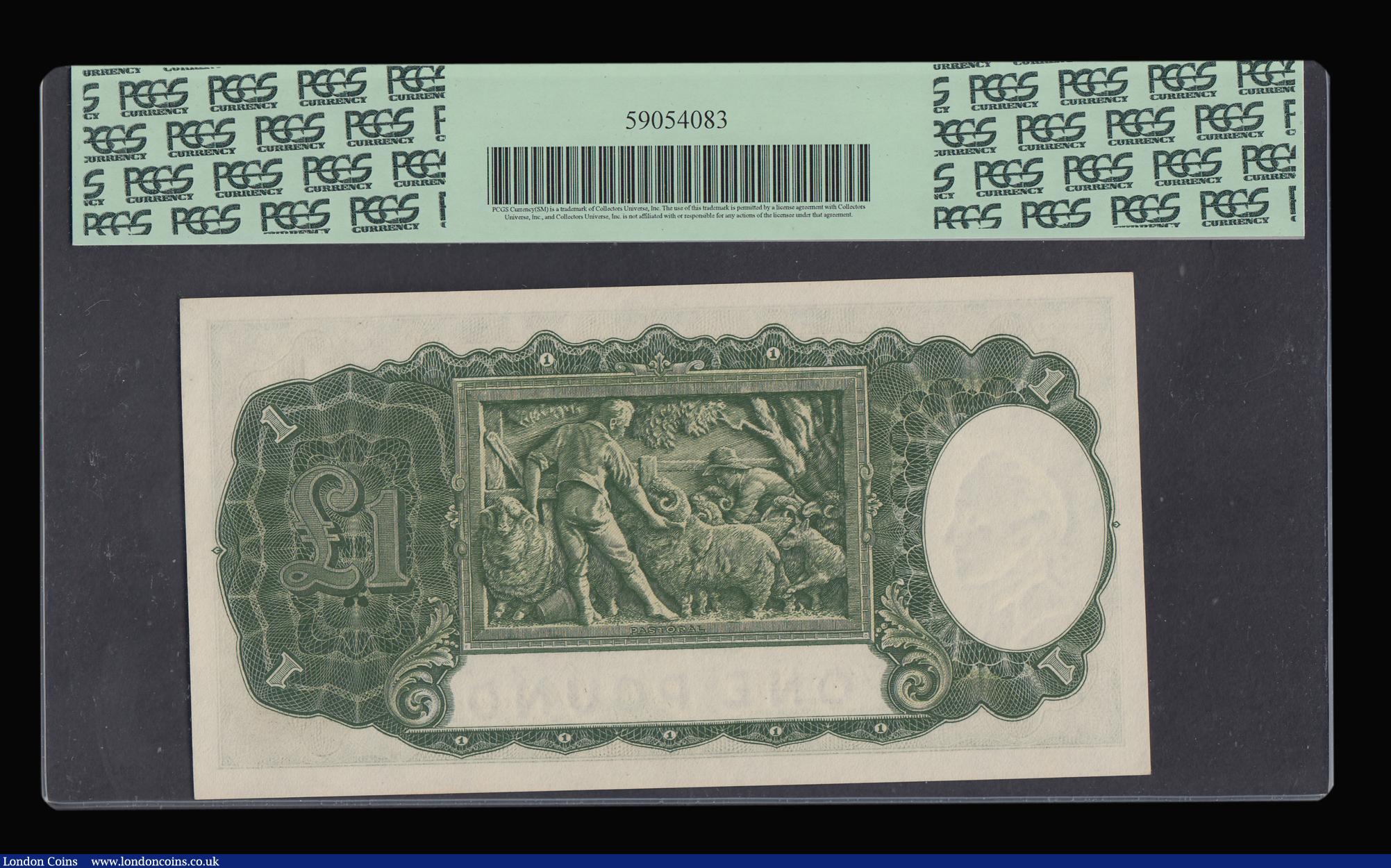 London Coins : A188 : Lot 140 : Australia One Pound George VI portrait issued 1942 signed Armitage/McFarlane S?N J/12 143064, Pick26...