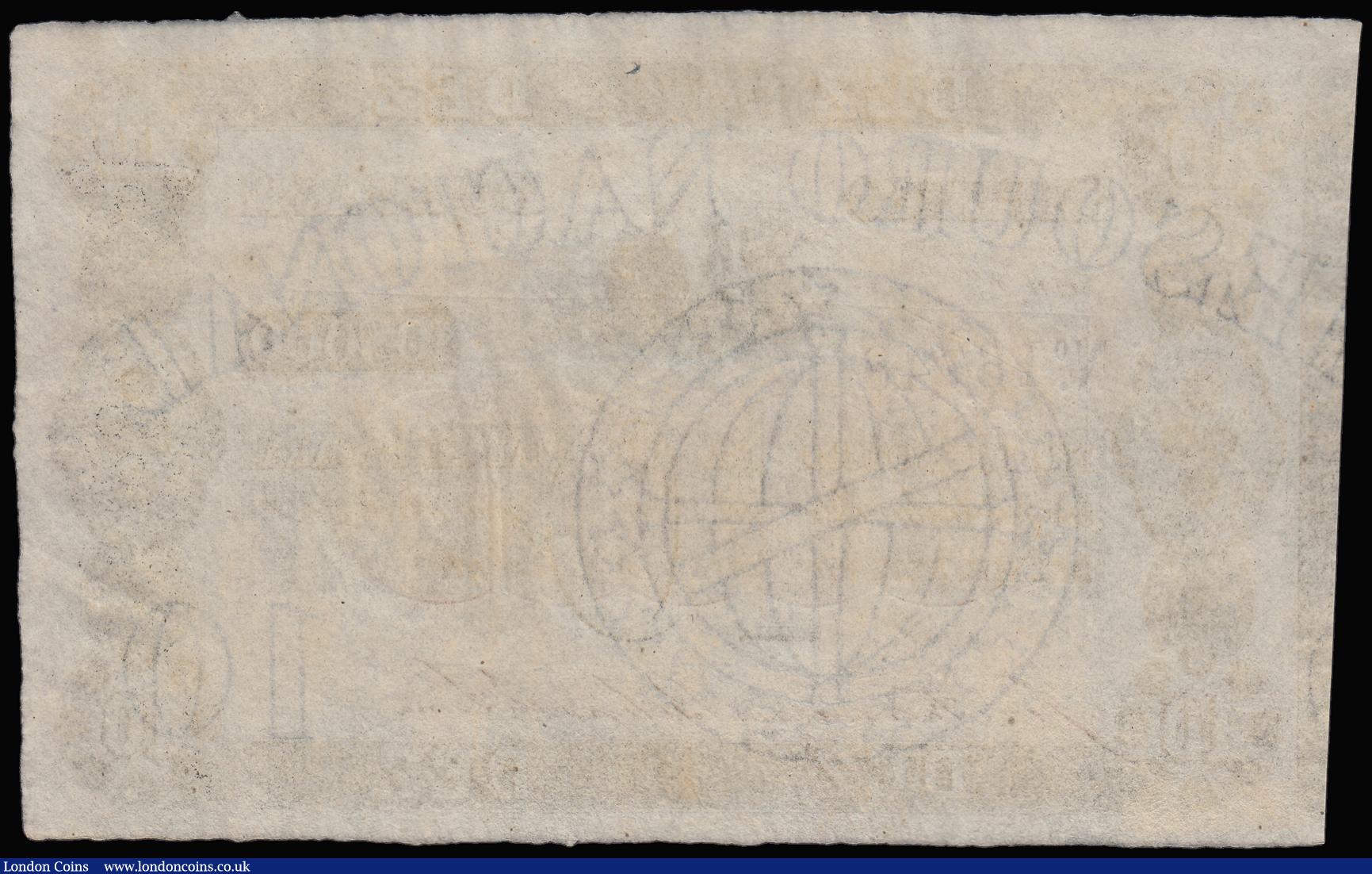 London Coins : A188 : Lot 143 : Brazil 10 Mil Reis (1852) Serie 1a IMPERIO DO BRAZIL uniface black on white underprint DEZ in brown ...