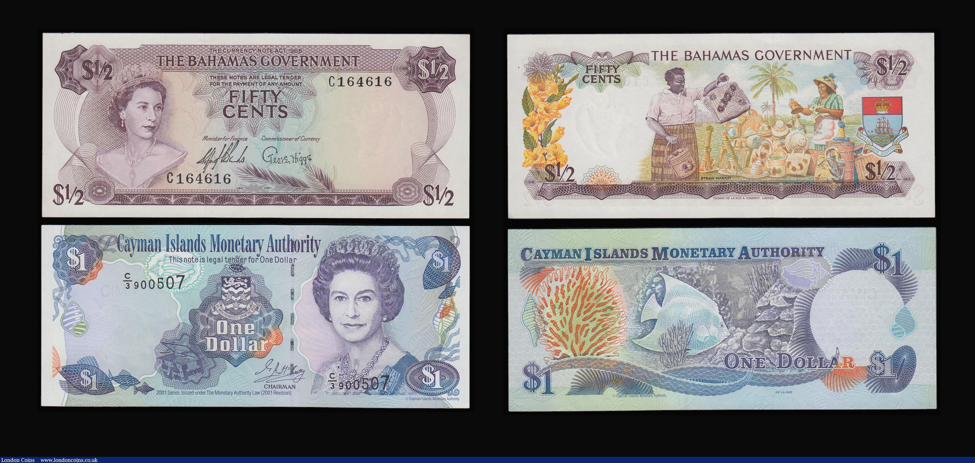 London Coins : A188 : Lot 147 : Caribbean ( 5 ) Cayman Islands $1 (4) Pick 1a prefix A/1 1971, Pick 5b prefix A/3 1974, Pick 26b pre...