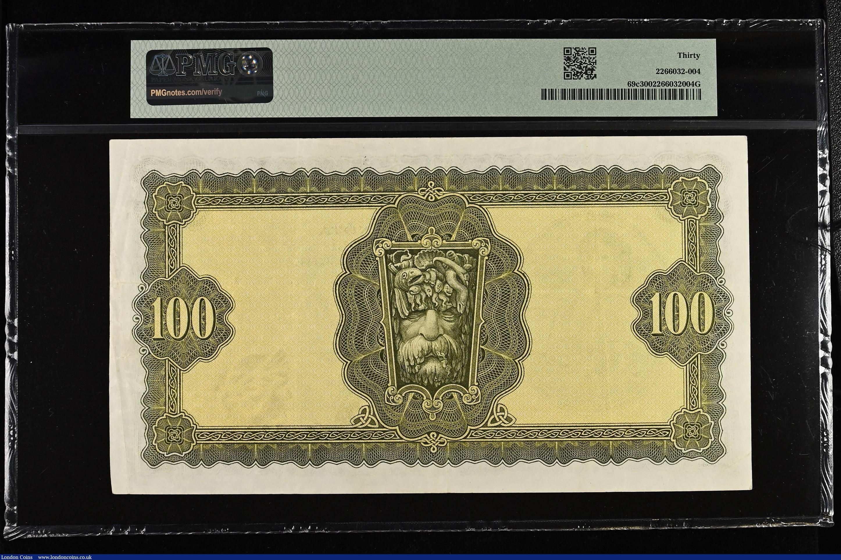 London Coins : A188 : Lot 177 : Ireland Republic Central Bank £100 Lavery dated 4-4-77, prefix 02B, Pick69c, Very Fine PMG 30
