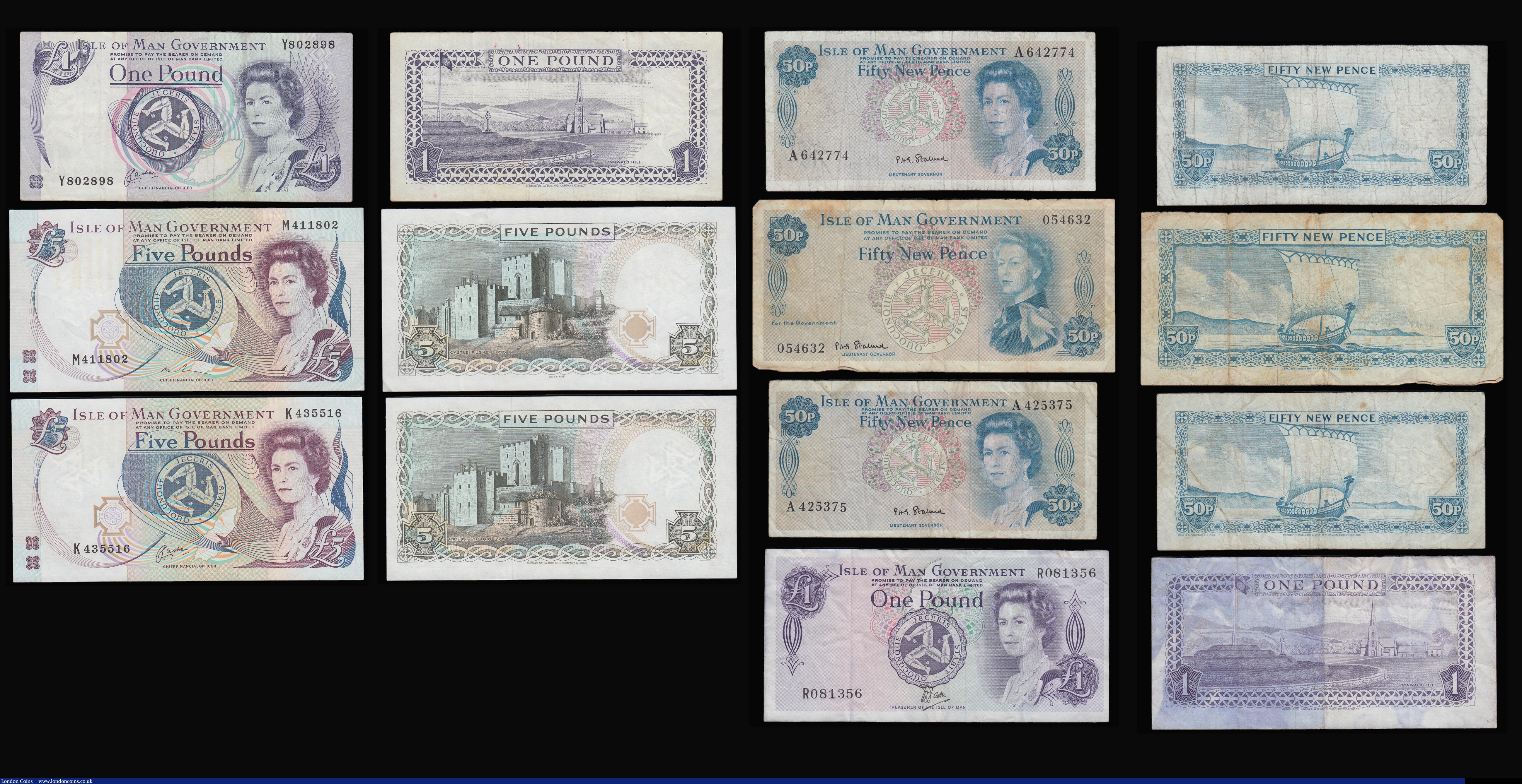 London Coins : A188 : Lot 178 : Isle of Man (13) 50 Pounds Dawson (2), 20 Pounds Shimmin (2), 10 Pounds Cashen and Shimmin, 5 Pounds...