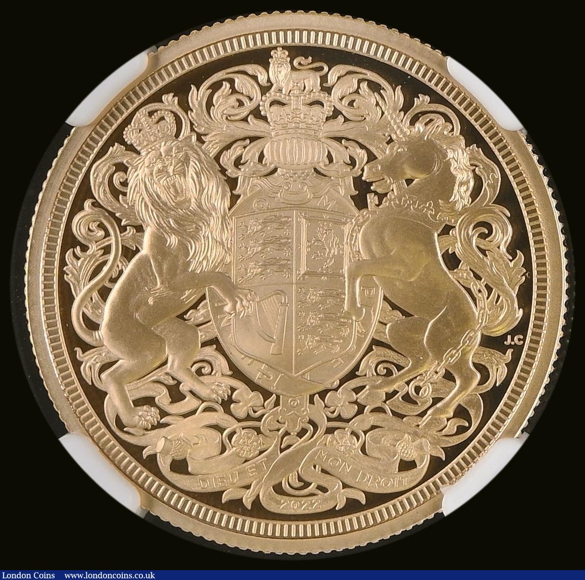 London Coins : A188 : Lot 1789 : Two Pounds 2022 Queen Elizabeth II Memorial S.SD13 Gold Proof in an NGC holder and graded PF70 Ultra...