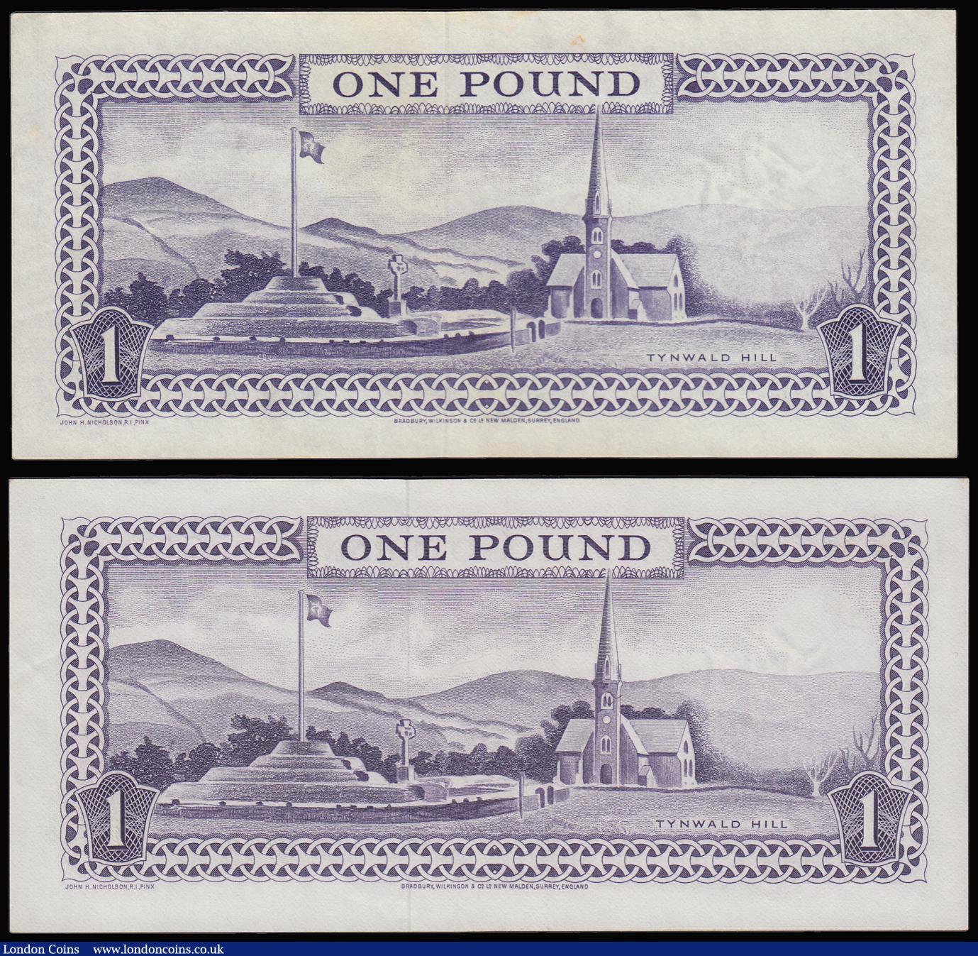 London Coins : A188 : Lot 180 : Isle of Man 1 Pounds 1961 (2) Garvey Pick 25a VF and Stallard Pick 25b AU 