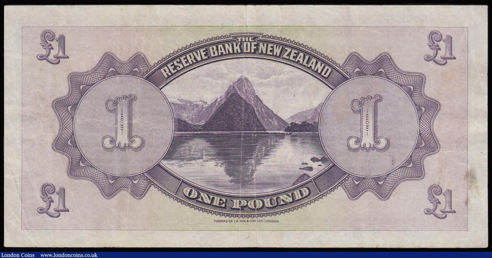 London Coins : A188 : Lot 196 : New Zealand 1 Pound 1st August 1934 S/N 5C 367812 Pick 155 nearer VF than Fine