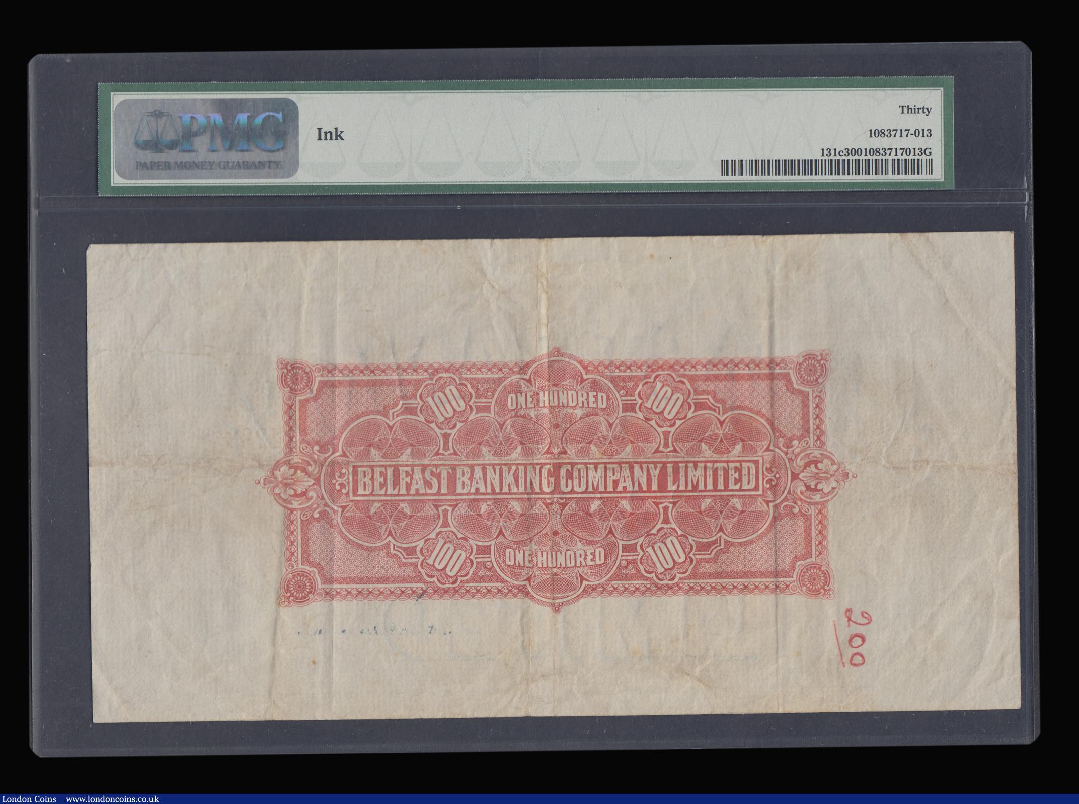London Coins : A188 : Lot 201 : Northern Ireland Belfast Banking Company Ltd £100 dated 3rd December 1963 S/N A.14292, Pick131...