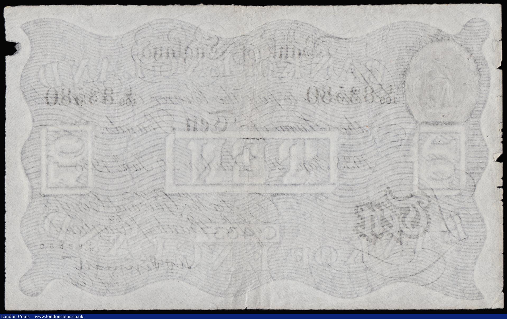 London Coins : A188 : Lot 34 : Ten Pounds Peppiatt German WW2 Bernhard forgery dated 20 Jan 1938 series L/100 83580, Good VF small ...
