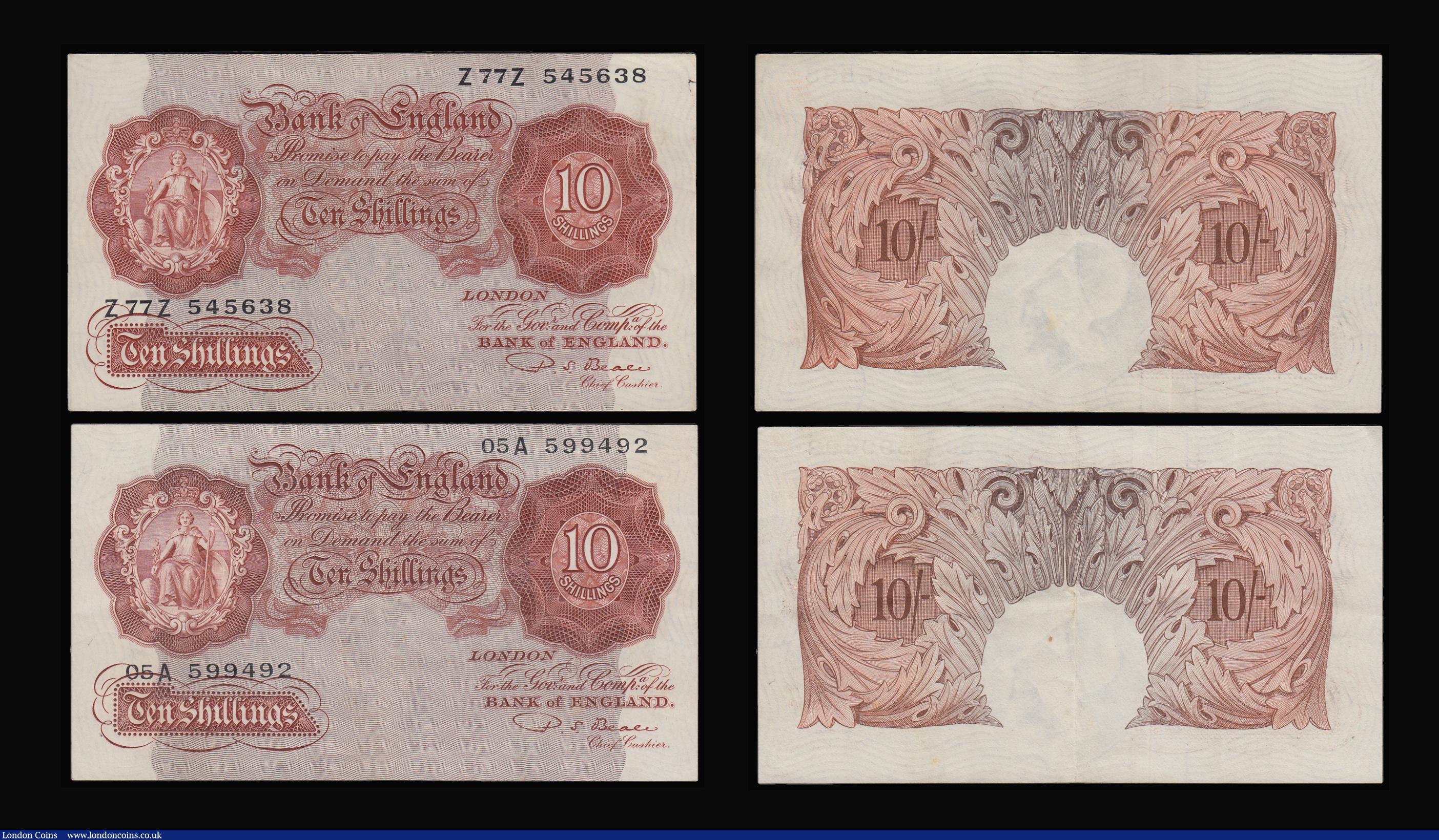 London Coins : A188 : Lot 48 : One Pounds Catterns B225 (2) prefix U34 VF with some dirt and X71 Fine,  Beale, B269 Replacement iss...