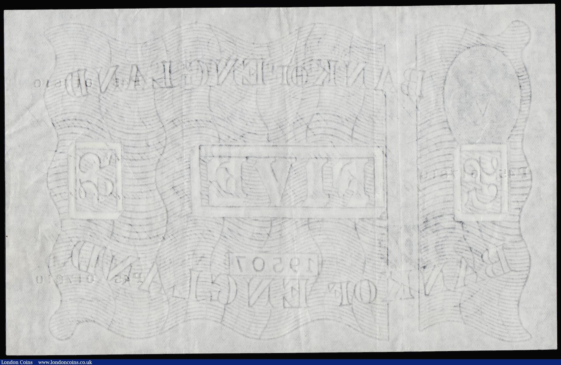 London Coins : A188 : Lot 49 : Five Pounds Beale white B270 dated 13th January 1950 prefix P45, Good VF