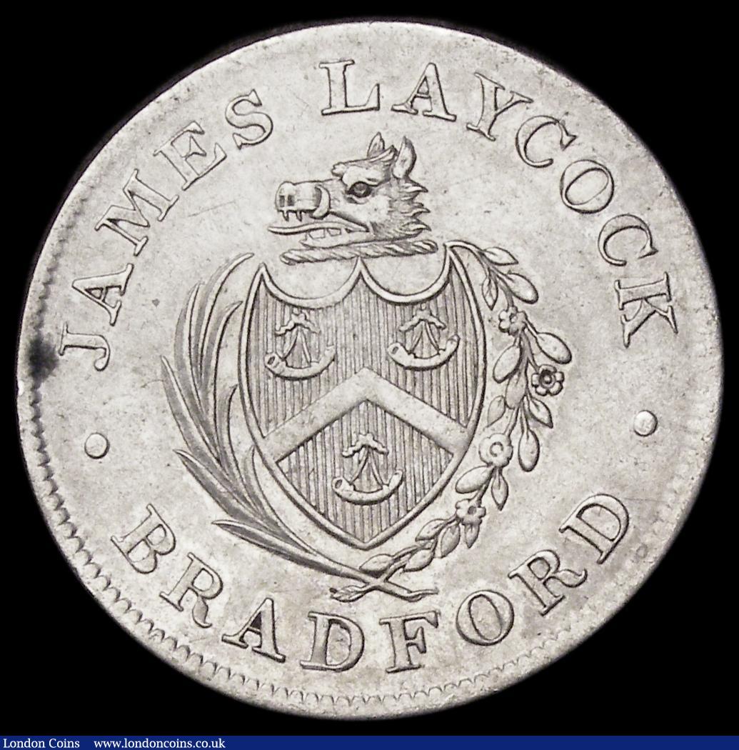 London Coins : A188 : Lot 521 : Shilling 19th Century Yorkshire - Bradford 1812 Obverse: Town Arms JAMES LAYCOCK , BRADFORD, Reverse...