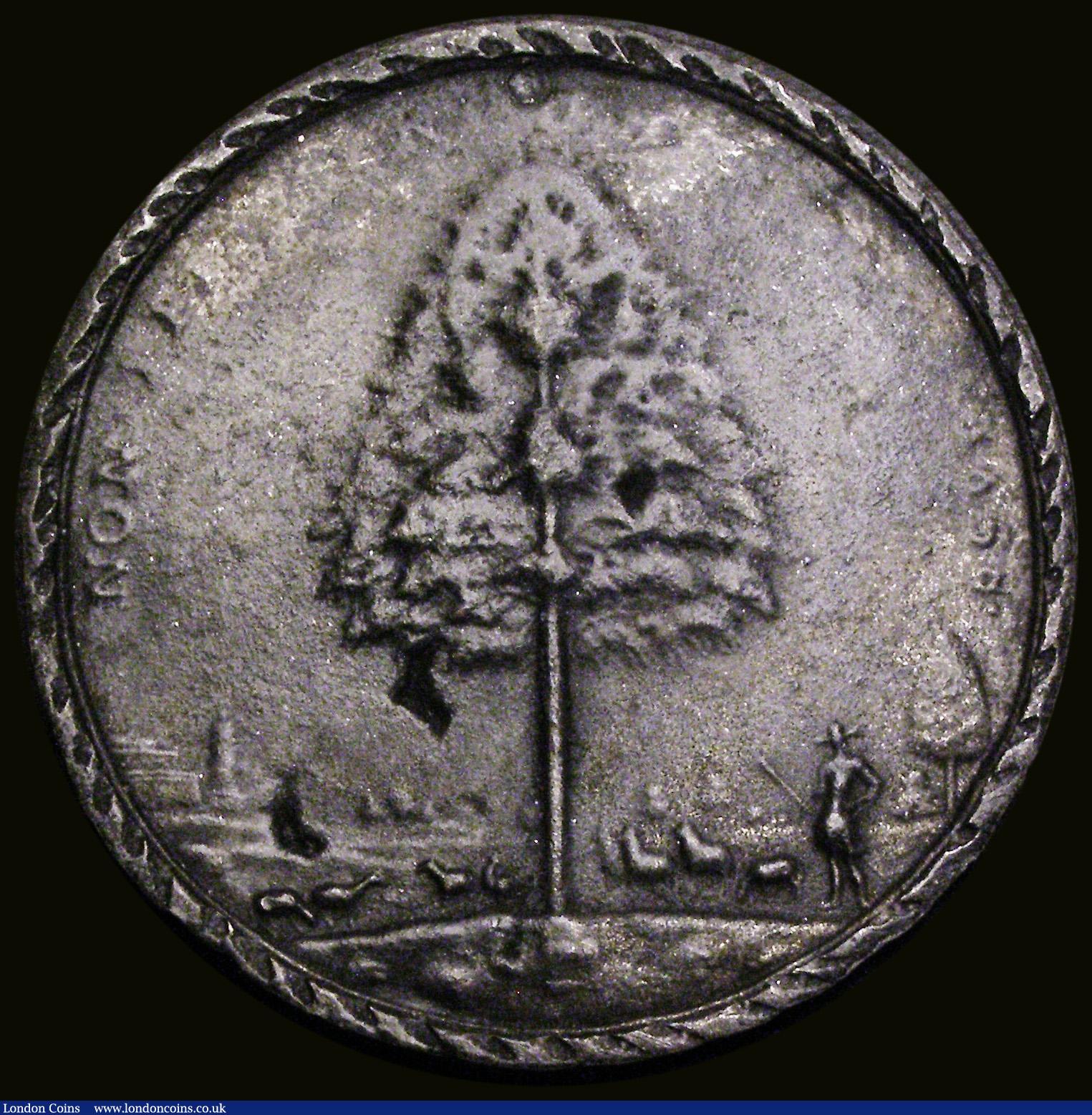 London Coins : A188 : Lot 537 : Death of Oliver Cromwell 1658, 48mm diameter, a later cast copy in base metal, Obverse: Bust left OL...