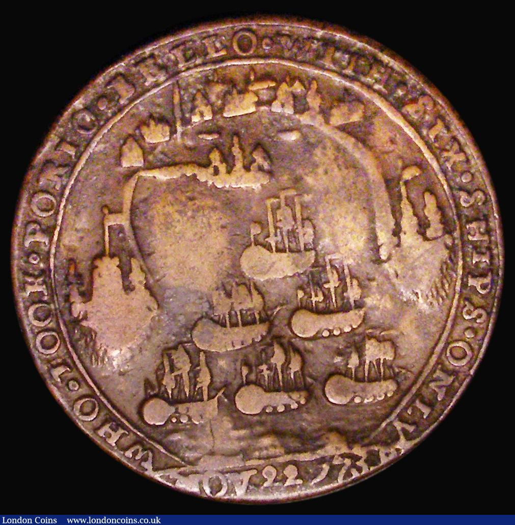 London Coins : A188 : Lot 556 : Carthagena Taken 1741 28mm diameter in brass, Obverse: Admiral Vernon stands above kneeling figure o...
