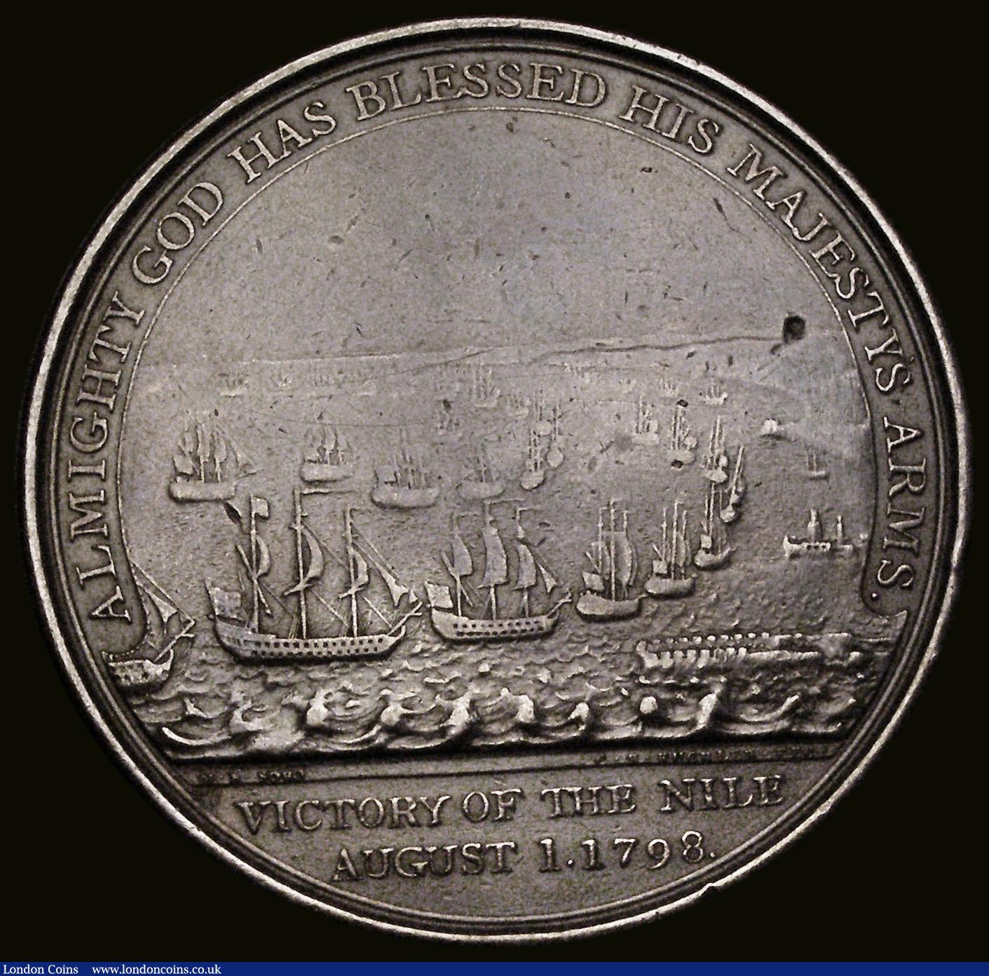 London Coins : A188 : Lot 570 : Battle of the Nile 1798 Davison's Medal,  46mm diameter in copper by C.H. Kuchler, Obverse: Pea...