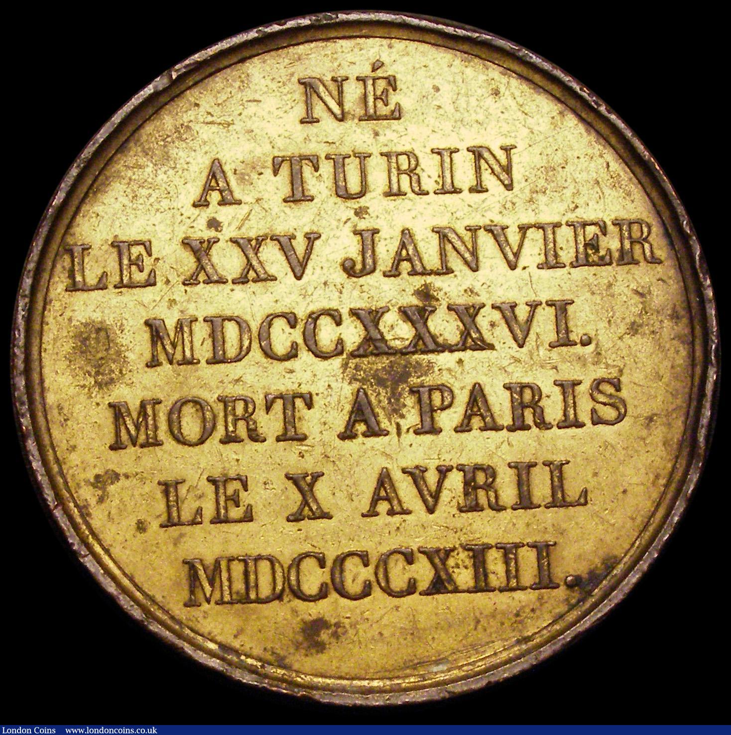 London Coins : A188 : Lot 576 : Death of Joseph Louis Lagrange (Italian-born French Mathematician) 1813 41mm diameter in gilt bronze...