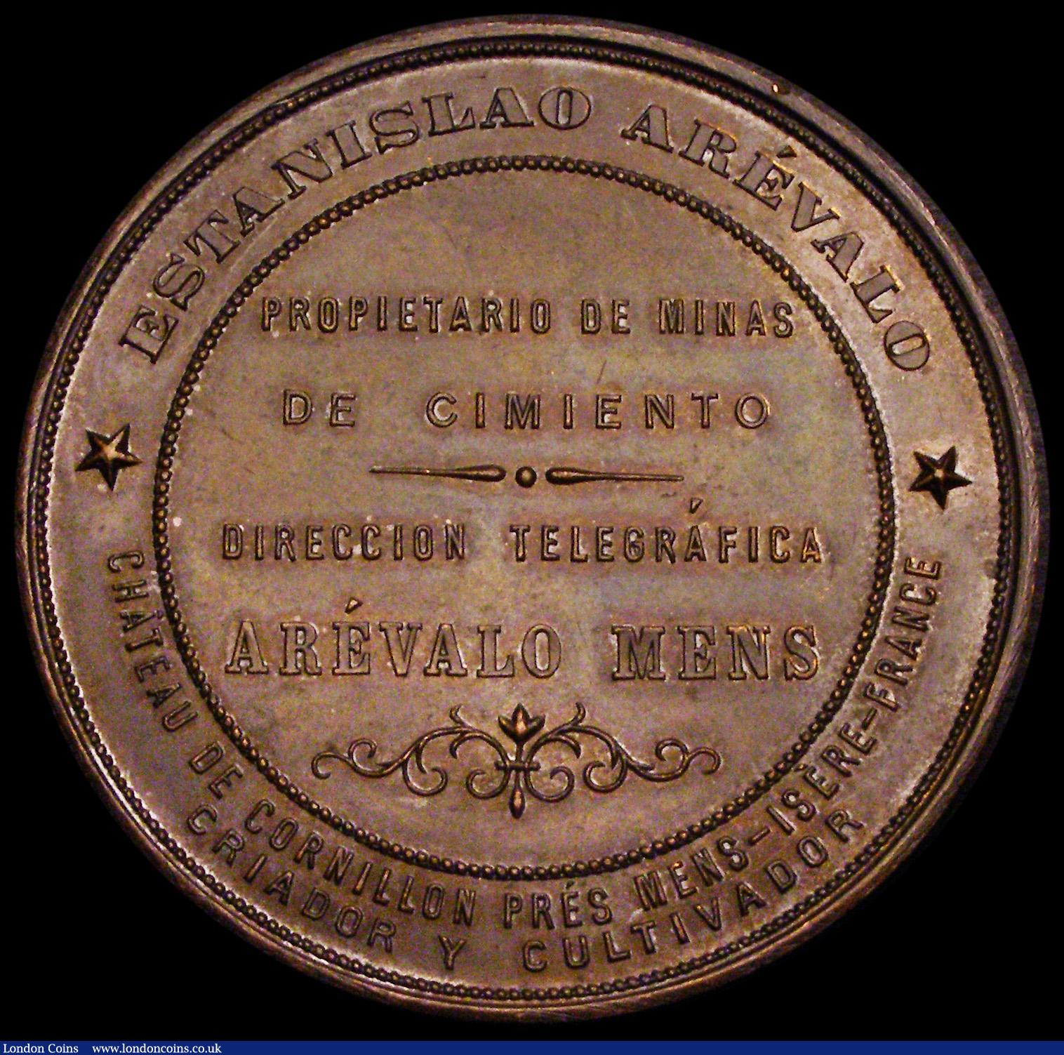 London Coins : A188 : Lot 607 : Argentina Advertising Medal undated 49mm diameter in bronze, Obverse: ESTANISLAO AREVALO /PROPETARIO...