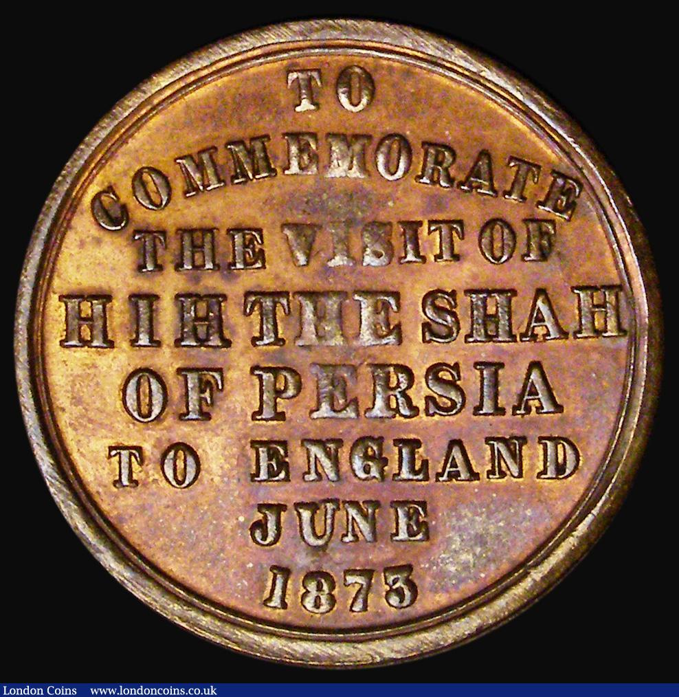 London Coins : A188 : Lot 620 : Visit of the Shah of Persia to London 1873, 24mm diameter in bronze, unsigned, Obverse: Uniformed bu...