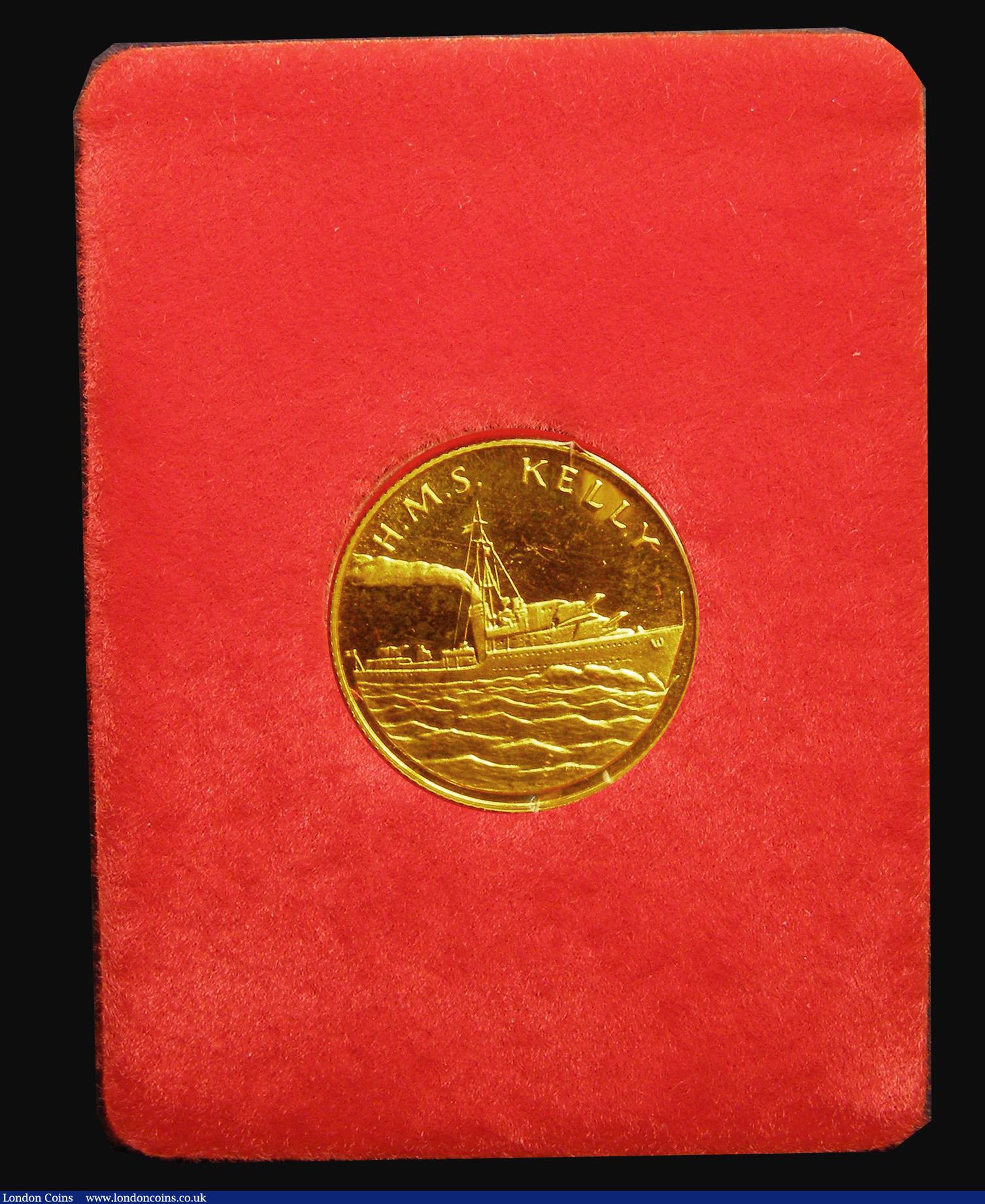 London Coins : A188 : Lot 661 : Earl Mountbatten "Sovereign Size" 9 carat gold medal by Pobjoy (5 grams) Unc in the red ho...
