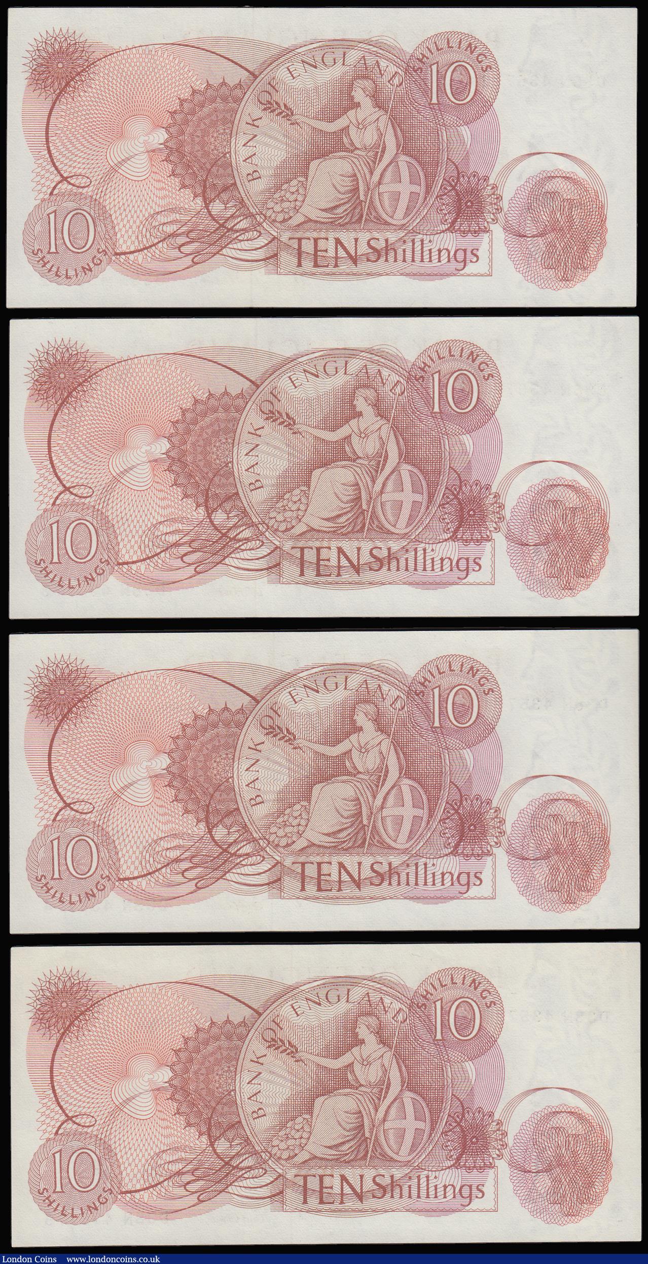 London Coins : A188 : Lot 68 : Ten Shillings Fforde B310 issued 1967 very last run D38N (4 consecutives) 435772 - 775 UNC