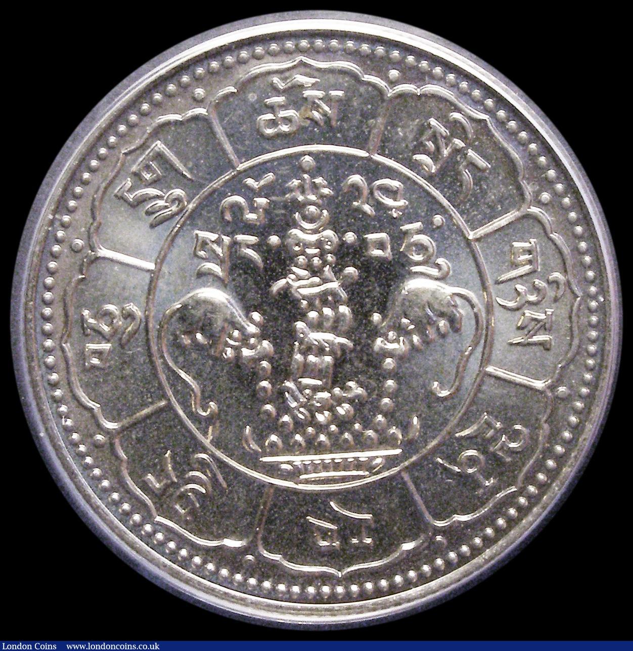 London Coins : A188 : Lot 953 : Tibet Ten Srang Year 16-24 (1950) X#4 Cupro-Nickel Proof, (struck 1978, Valcambi Mint) in an ANACS h...