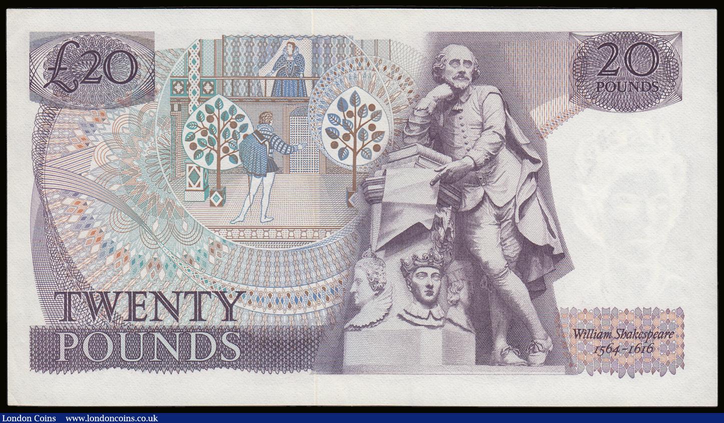 London Coins : A189 : Lot 105 : Twenty Pounds Fforde B318 issued 1970, William Shakespeare on reverse, first run series A01 395866, ...