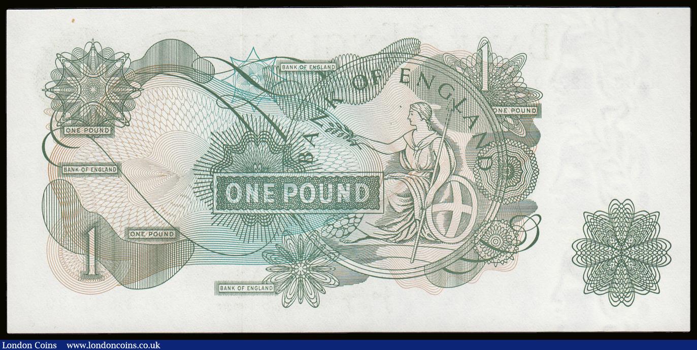 London Coins : A189 : Lot 106 : One Pound Page B322 HZ63 832730 Last series. Traced to HZ63. Rare UNC.