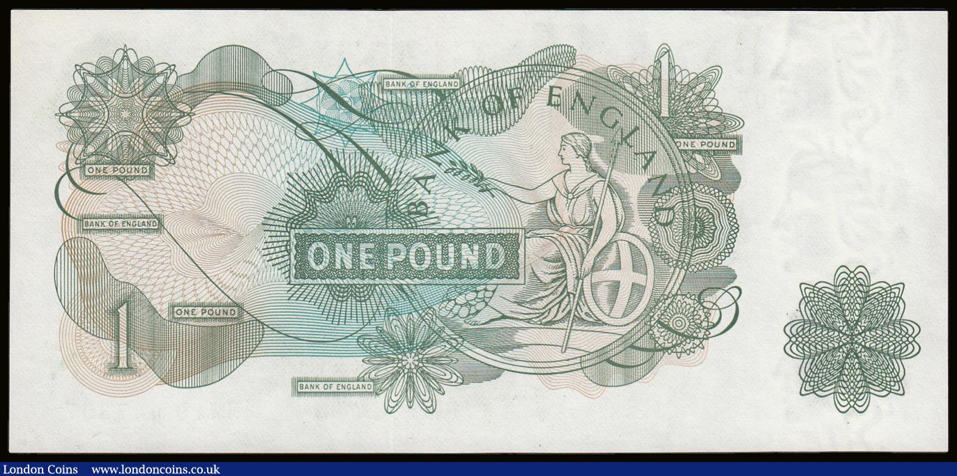 London Coins : A189 : Lot 107 : One Pound Page B323 MW19 447307 scarce last run replacement, issued 1970, UNC