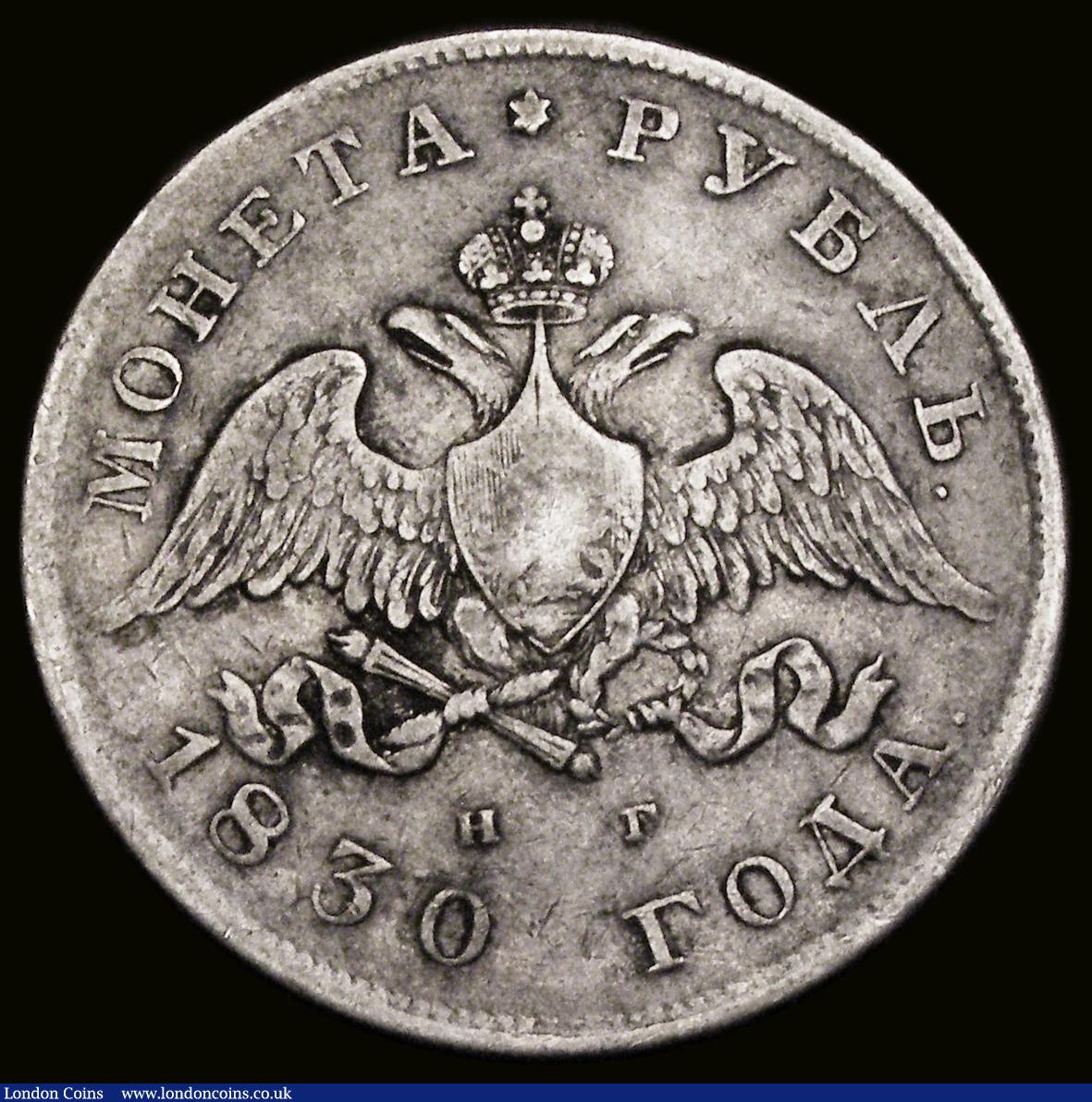 London Coins : A189 : Lot 1125 : Russia Rouble 1830 CПБ HГ C#161 About Fine