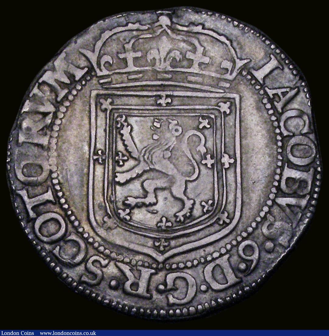 London Coins : A189 : Lot 1141 : Scotland Thistle Merk James VI 1602 Eighth Coinage, S.5497, 6.62 grams,  VF the thistle fully struck...