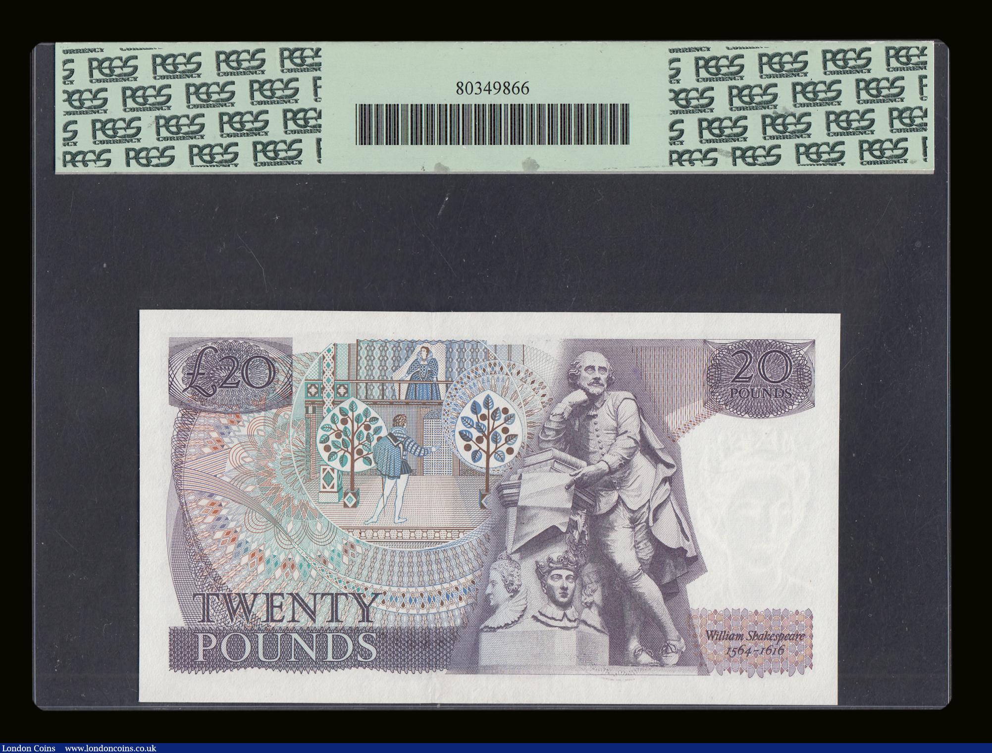 London Coins : A189 : Lot 129 : Twenty Pounds Page William Shakespeare reverse C18 149376 Choice About Unc PCGS 58 1970 issue B328