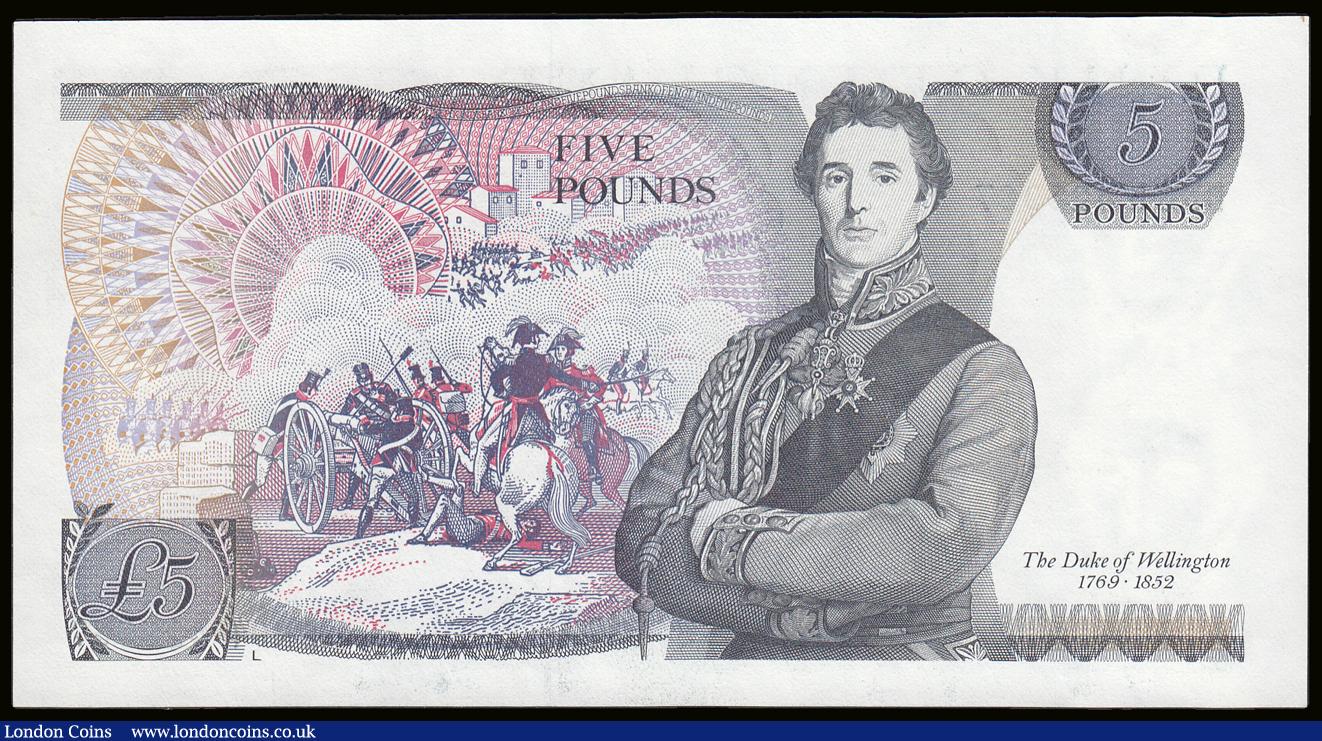 London Coins : A189 : Lot 137 : Five Pounds Somerset Duke of Wellington B343 issued 1980 first run DN01 428967, UNC and scarce