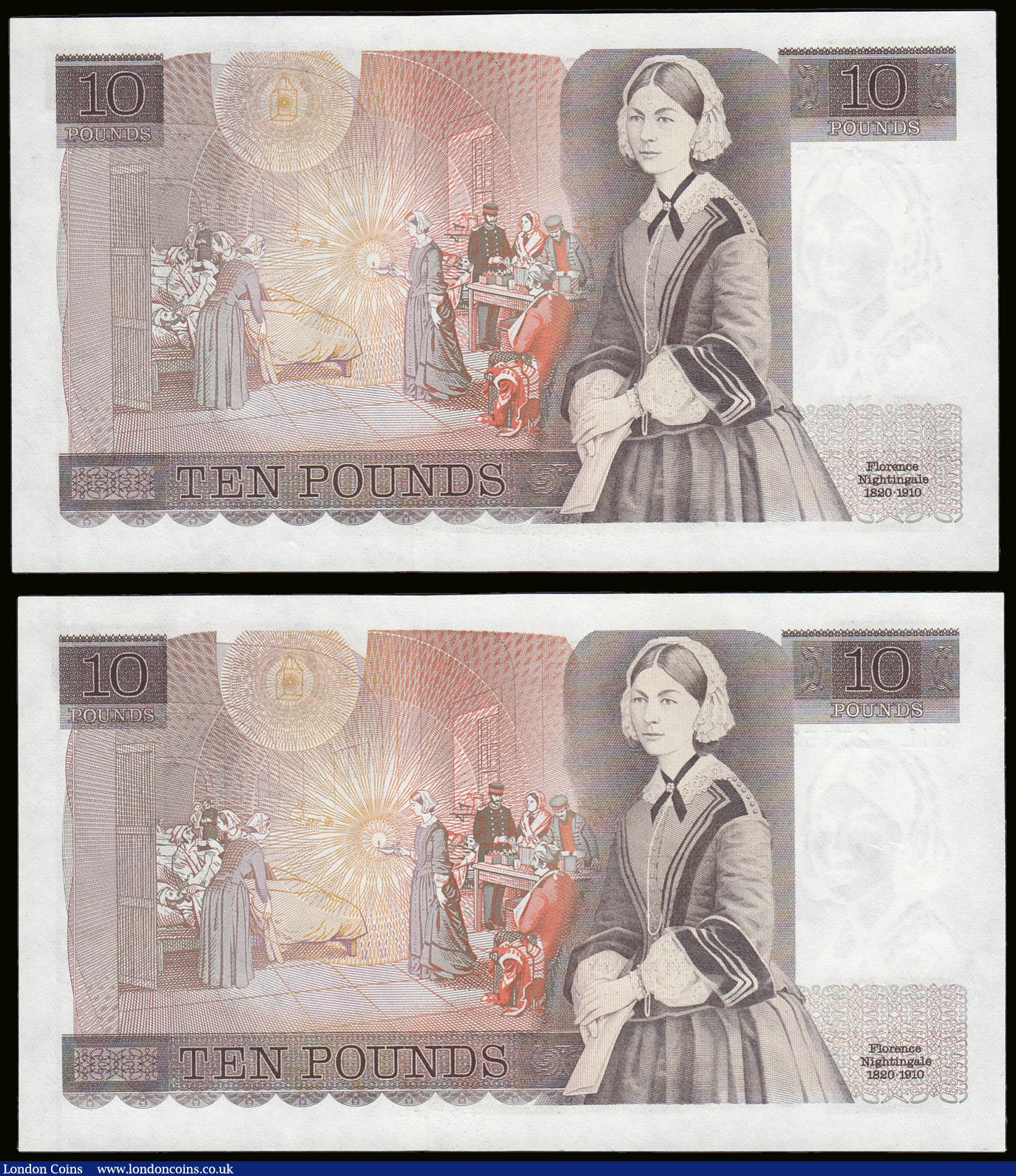 London Coins : A189 : Lot 141 : Ten Pounds Somerset B347 issued 1980 last series (2 consecutives) 31L 271533 and 271534 UNC