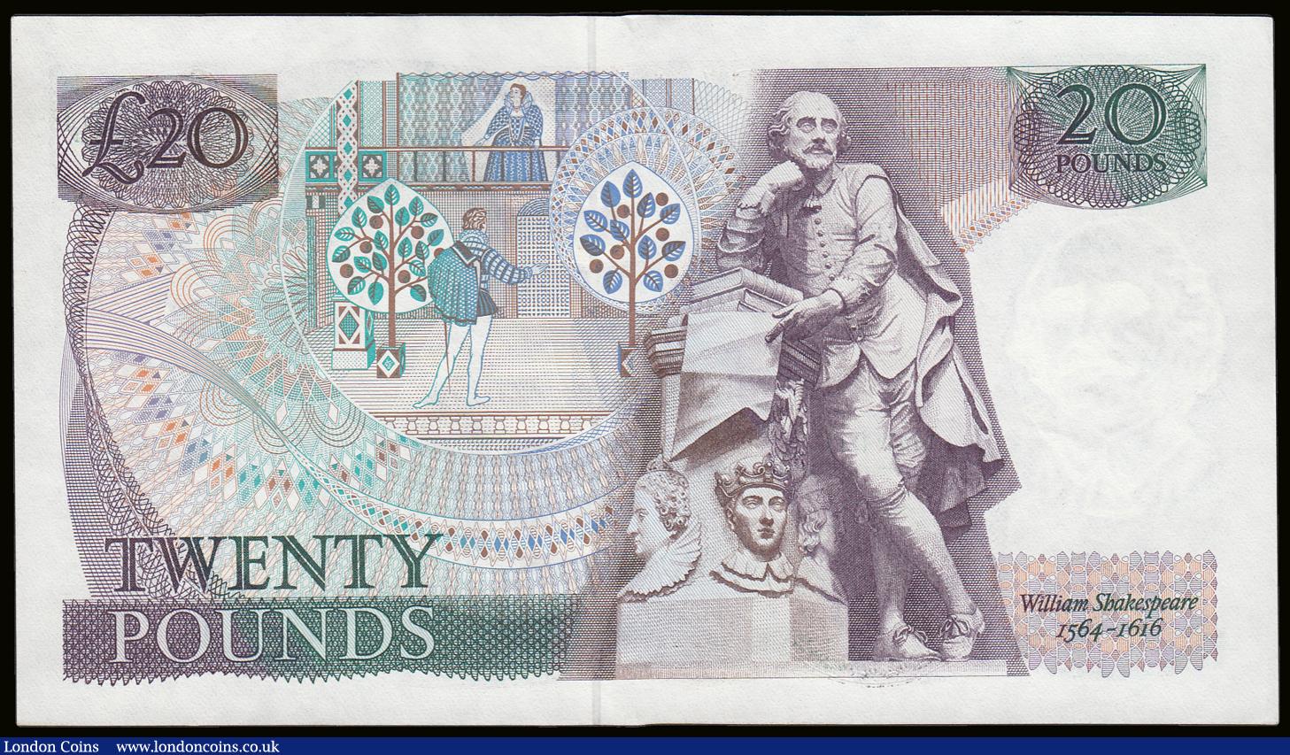 London Coins : A189 : Lot 142 : Twenty Pounds Somerset William Shakespeare 1984 B351 early prefix 02A 148301 Unc