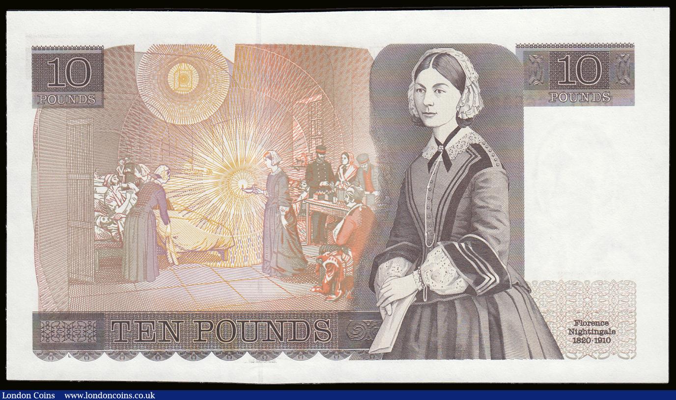 London Coins : A189 : Lot 147 : Ten Pounds QE2 pictorial and Florence Nightingale, Gill B354 Brown L Reverse Windowed Thread issued ...