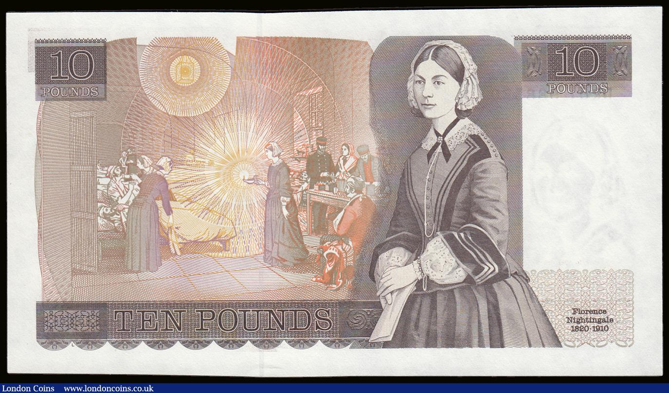London Coins : A189 : Lot 148 : Ten Pounds QE2 pictorial and Florence Nightingale, Gill B354 Brown L Reverse Windowed Thread issued ...
