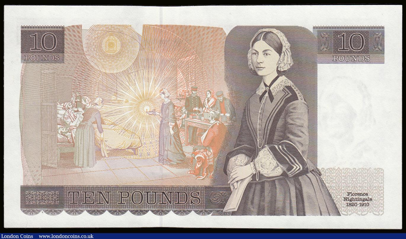London Coins : A189 : Lot 150 : Ten Pounds Kentfield Florence Nightingale B360 issued 1991 very first run KN01 266589 Unc