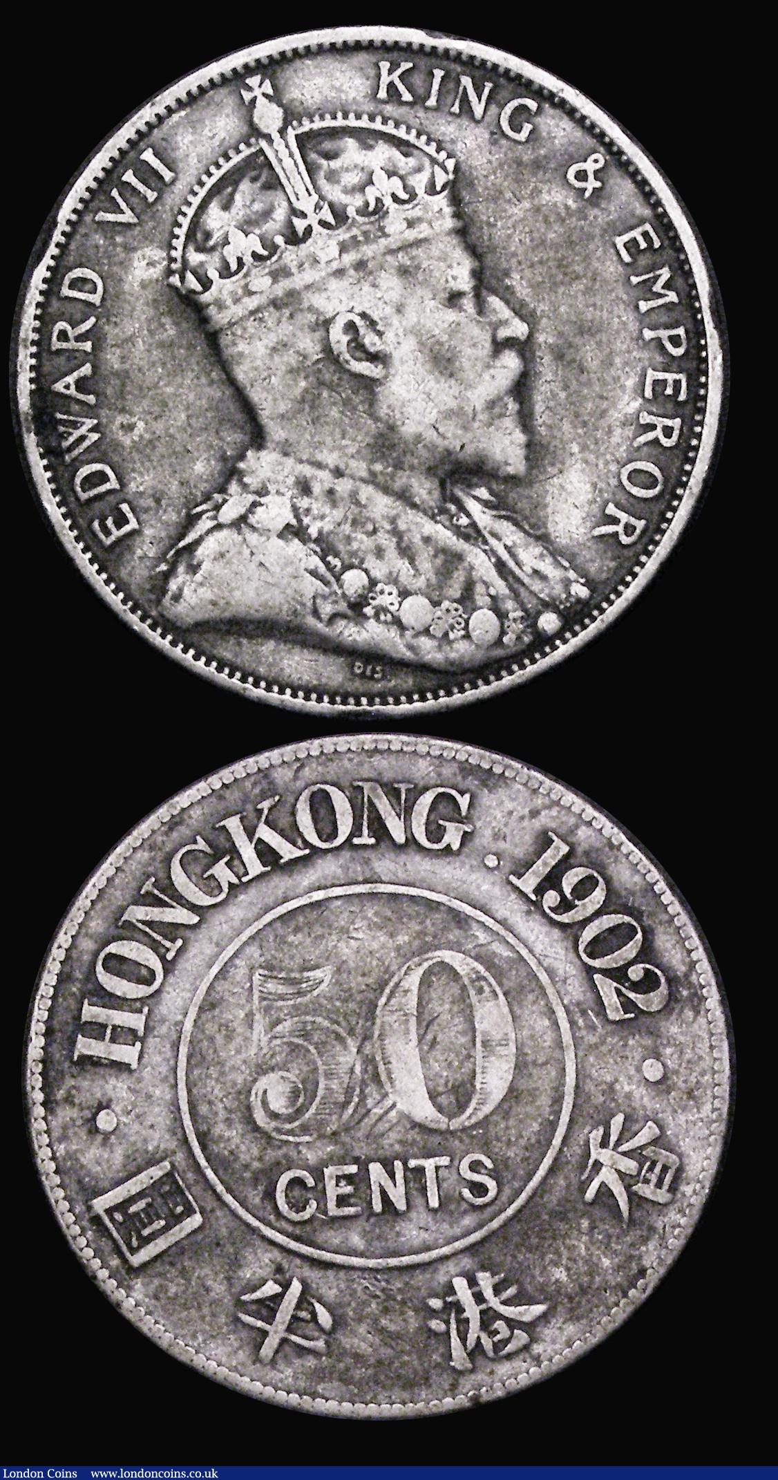 London Coins : A189 : Lot 1572 : GB Trade Dollar 1900B KM#T5 NVF/VF cleaned, Hong Kong 50 Cents 1902 KM#14 VG