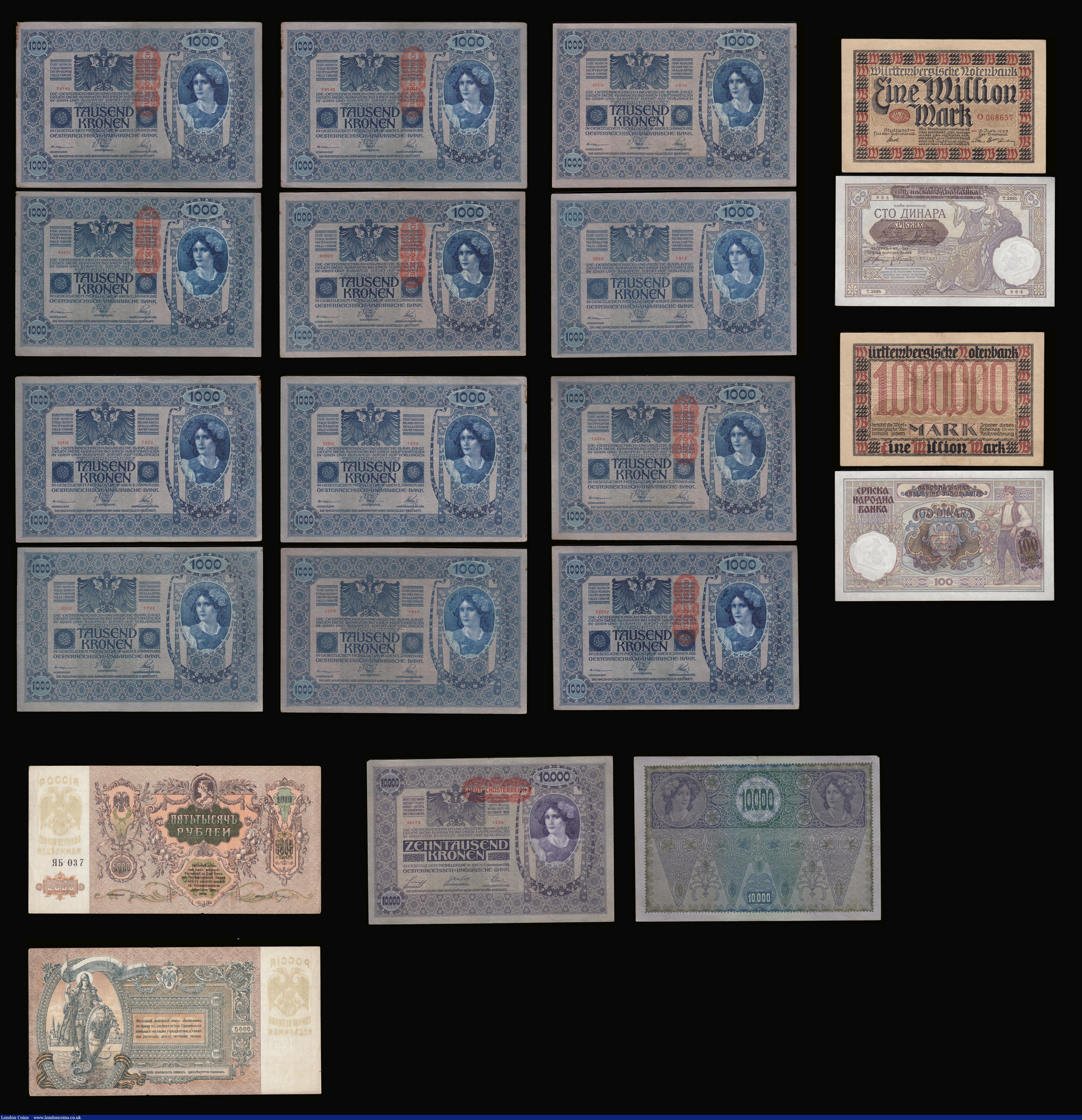 London Coins : A189 : Lot 288 : World, Spain Banco De Espana Murcia Promissory Note 1891 PAGADO stamp, brown on white, Pre Revolutio...
