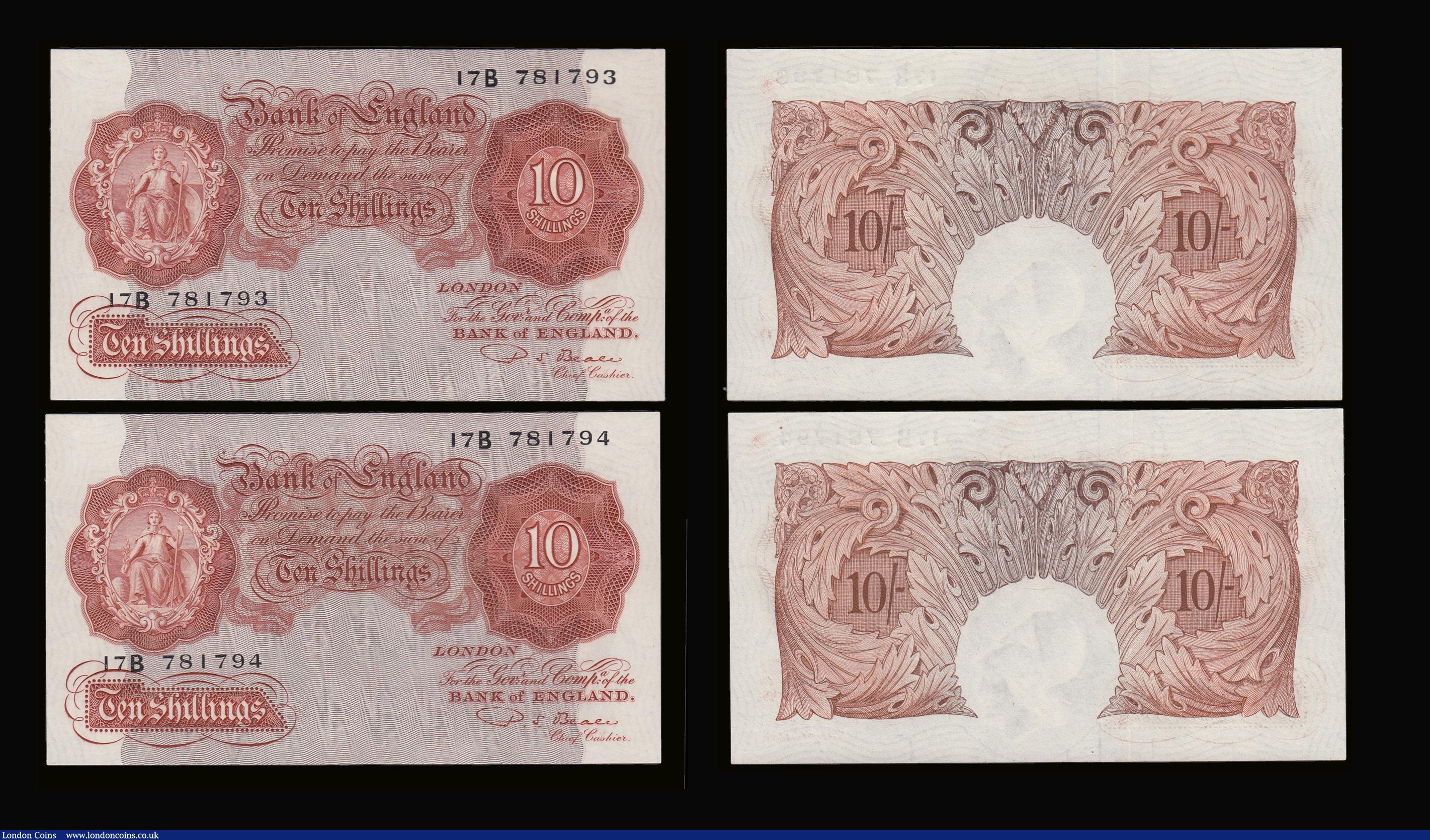 London Coins : A189 : Lot 36 : Five Pounds O'Brien Lion and Key B280 (2 consecutives) J03 023111 and 112 Unc. One Pound Peppia...