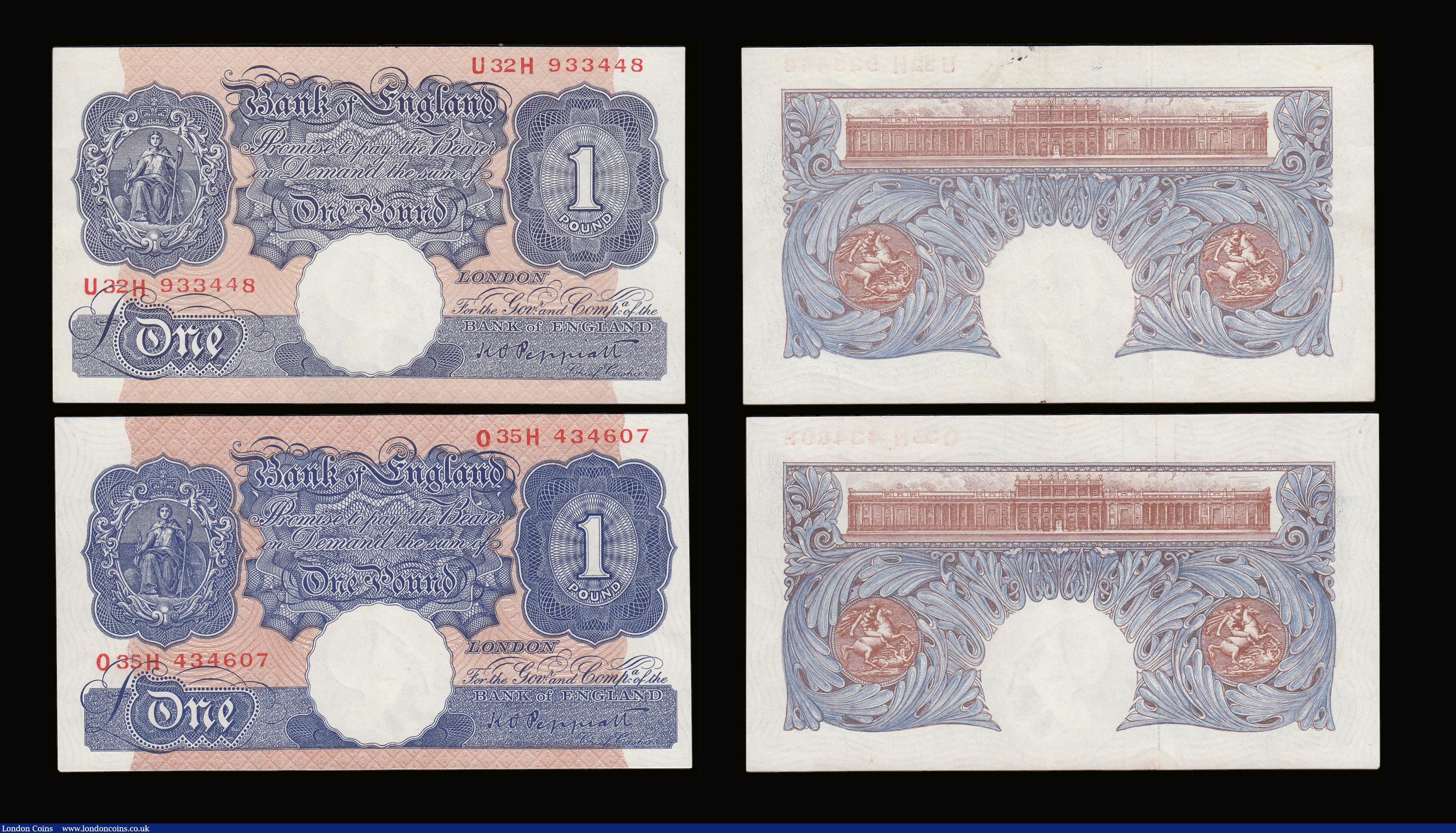 London Coins : A189 : Lot 38 : One Pound Peppiatt 1940 Emergency Blue Issue B249 (4) a high grade group of mid series prefixes gene...