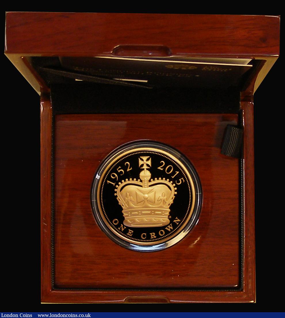 London Coins : A189 : Lot 388 : Five Pound Crown 2015 Queen Elizabeth II - The Longest Reigning Monarch S.L43 Gold Proof, the only G...