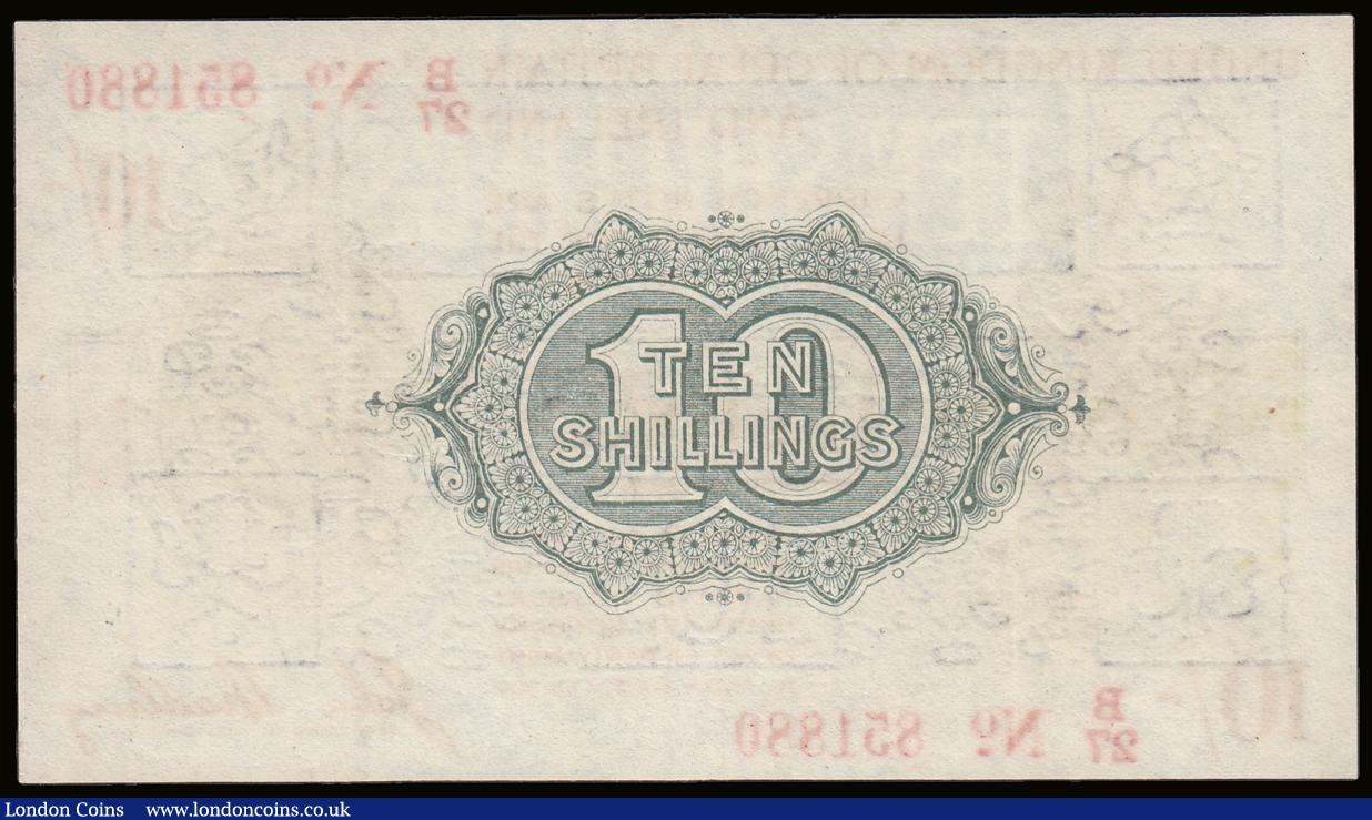 London Coins : A189 : Lot 4 : Ten Shillings Bradbury Third Issue T20 Red Dash in No. in serial number, 16th December 1918 serial n...