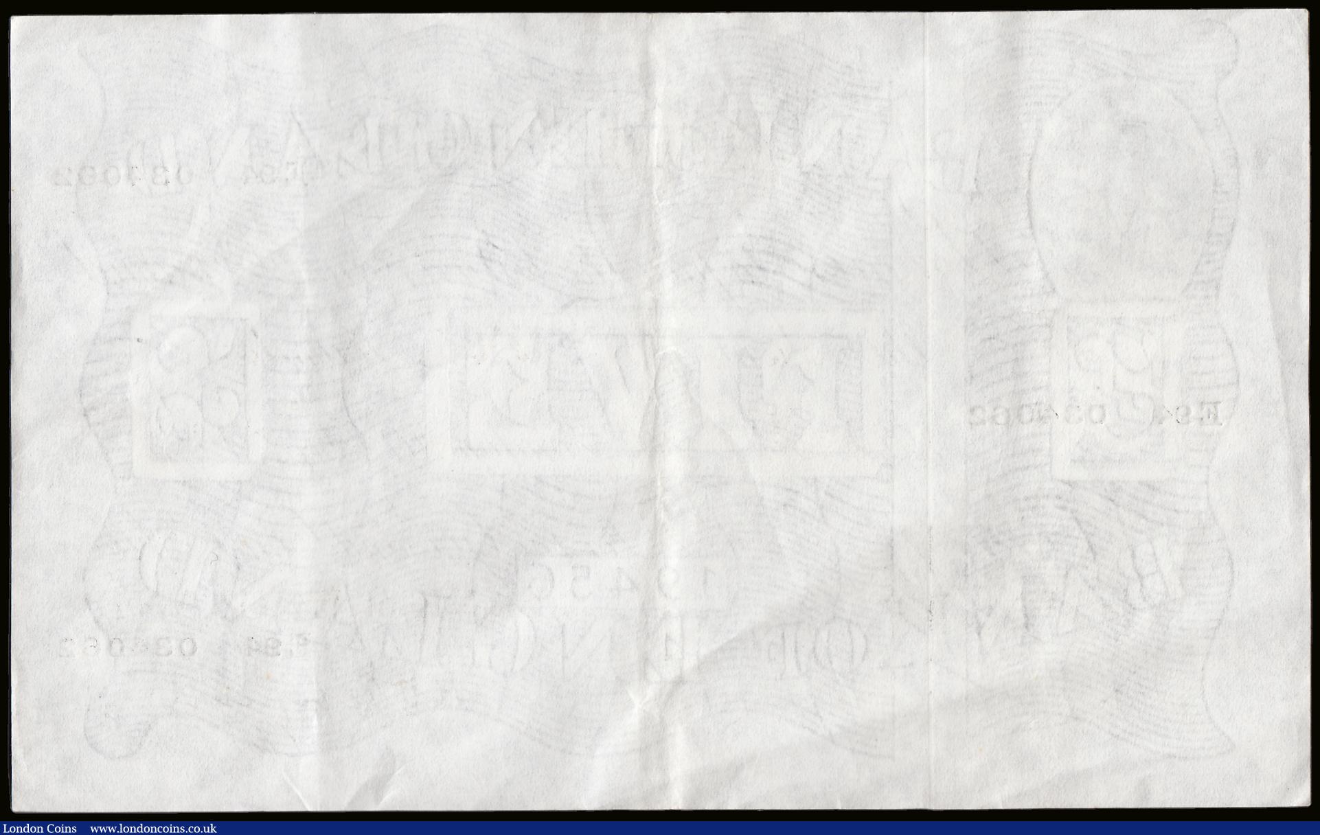 London Coins : A189 : Lot 46 : Five Pounds Peppiatt white B255 thick paper dated 20th December 1944 S/N E94 034062, firm and pleasi...
