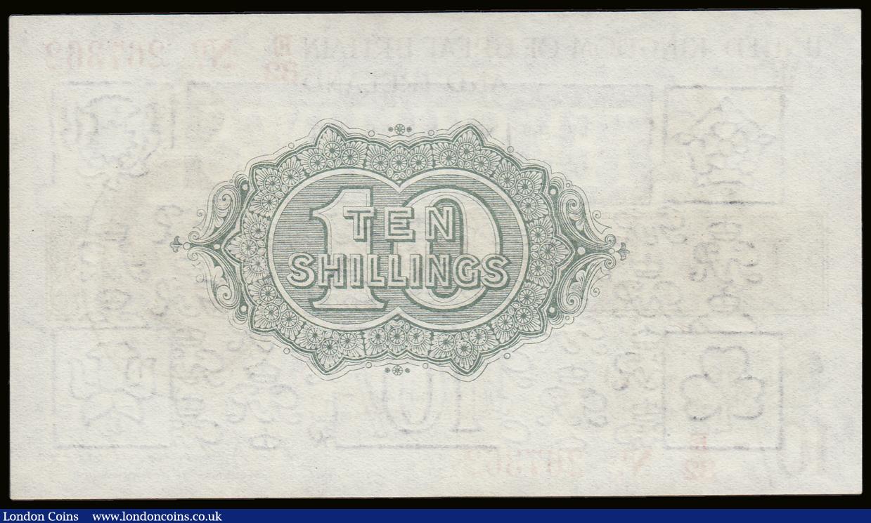 London Coins : A189 : Lot 5 : Ten Shillings Warren Fisher T25 issued 1919 red serial number E/32 267362 (No. with dot), Unc or nea...